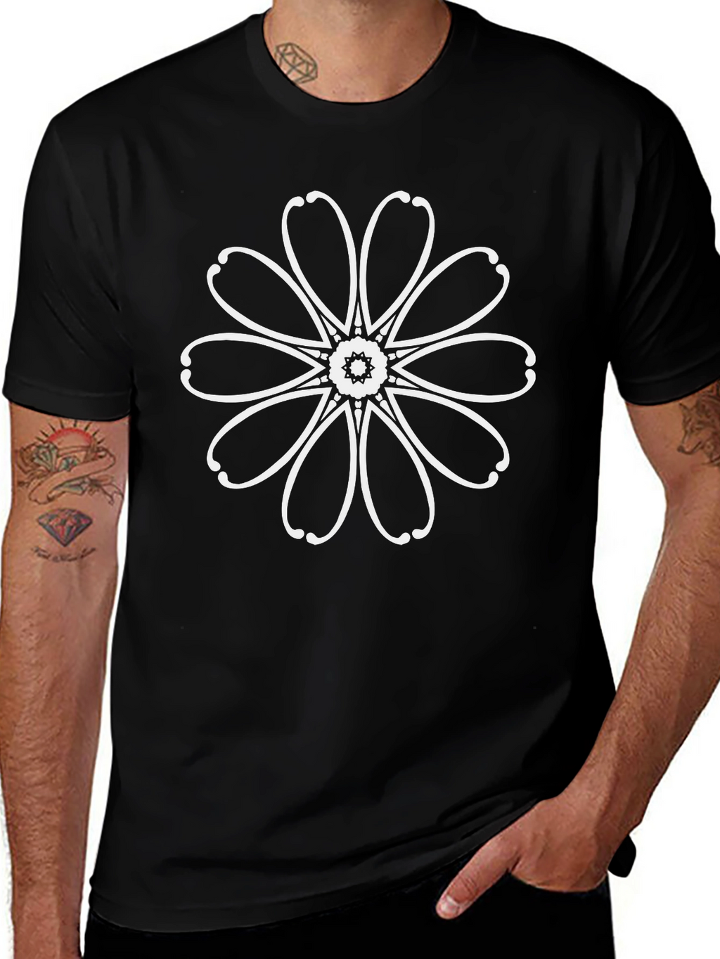 Floral Graphic Tee - Black Cotton Comfort