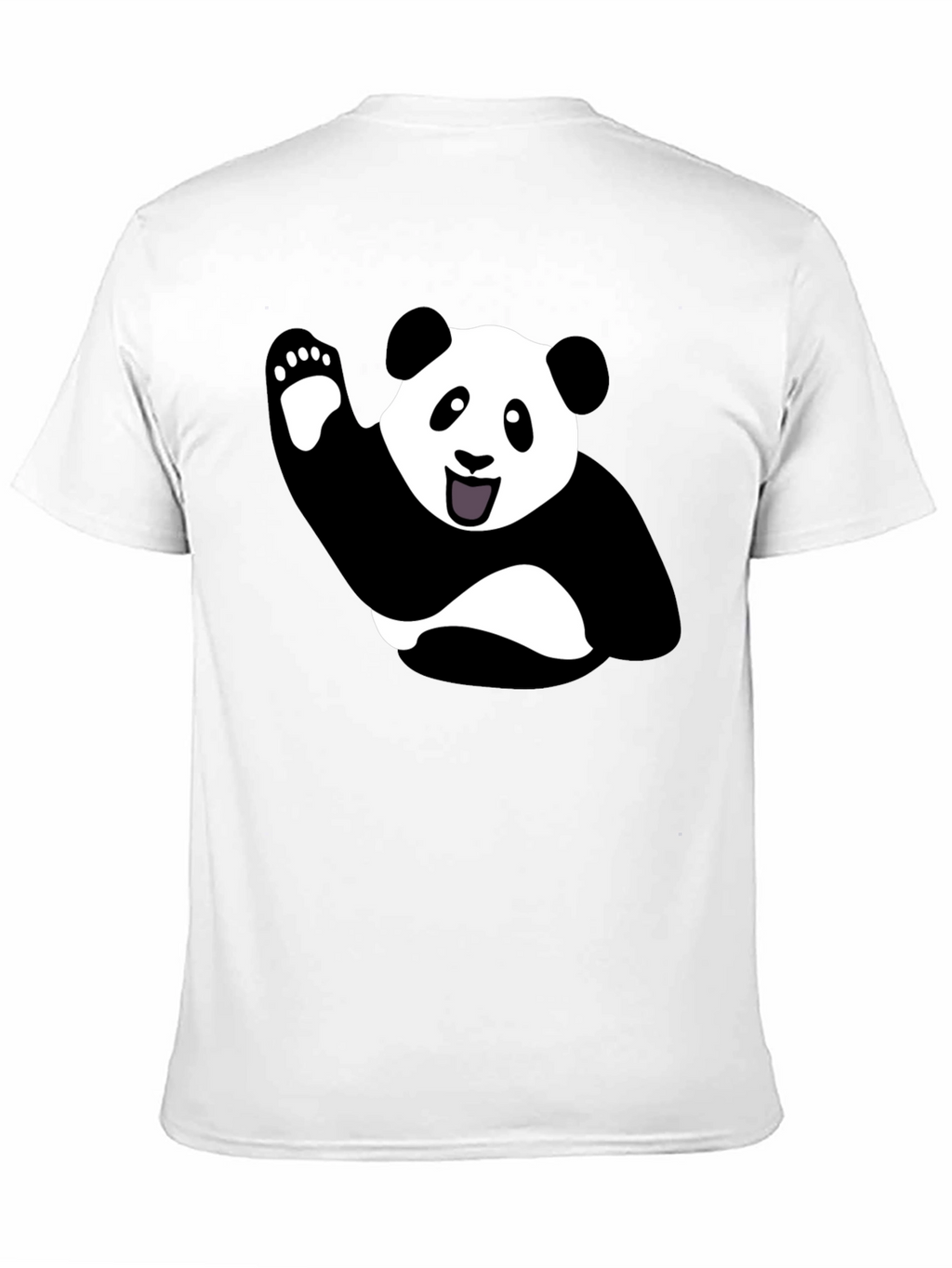 Waving Panda Graphic Tee - Black Cotton T-Shirt