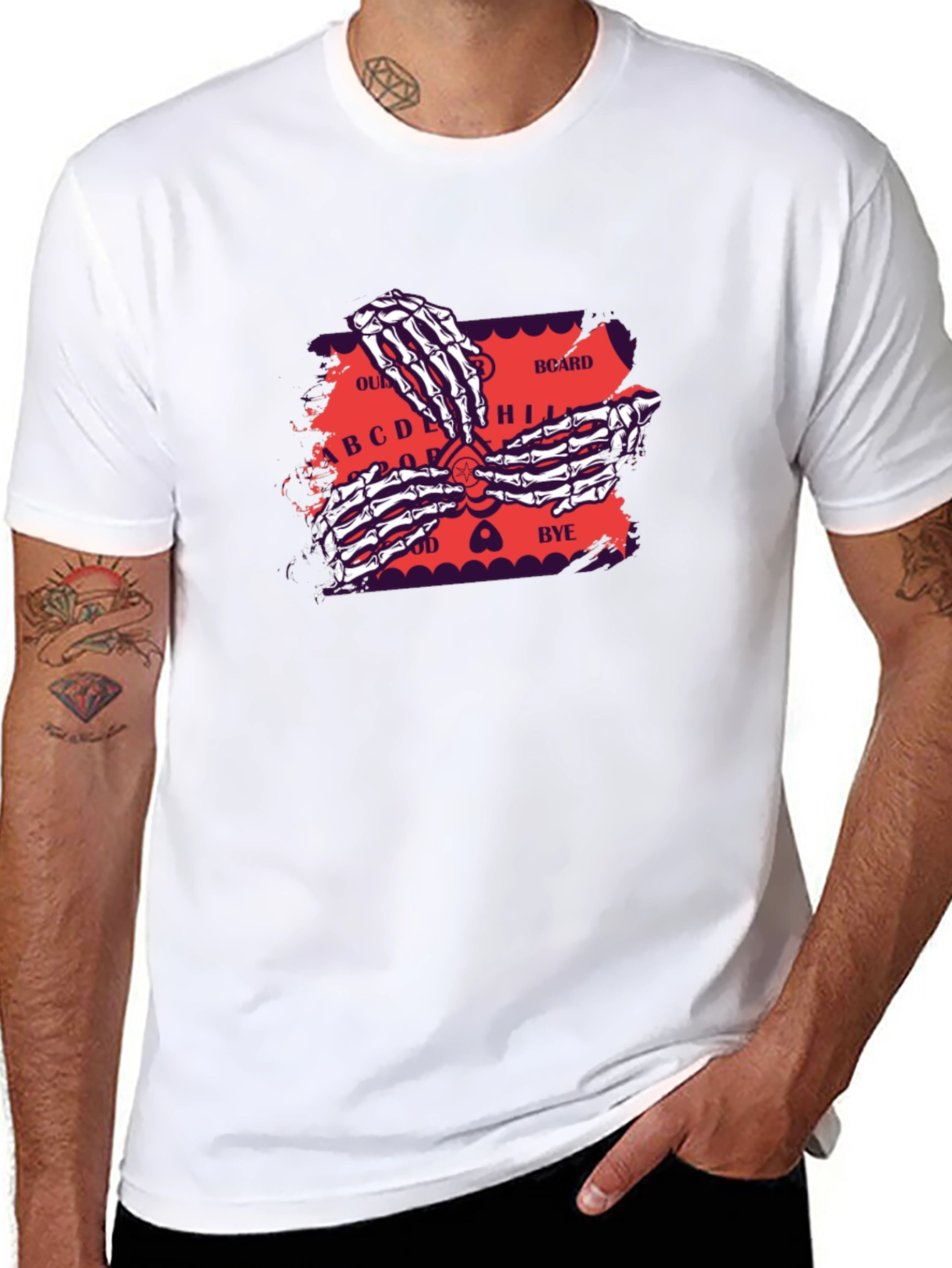 Ouija Board Skeleton Hands Graphic Tee
