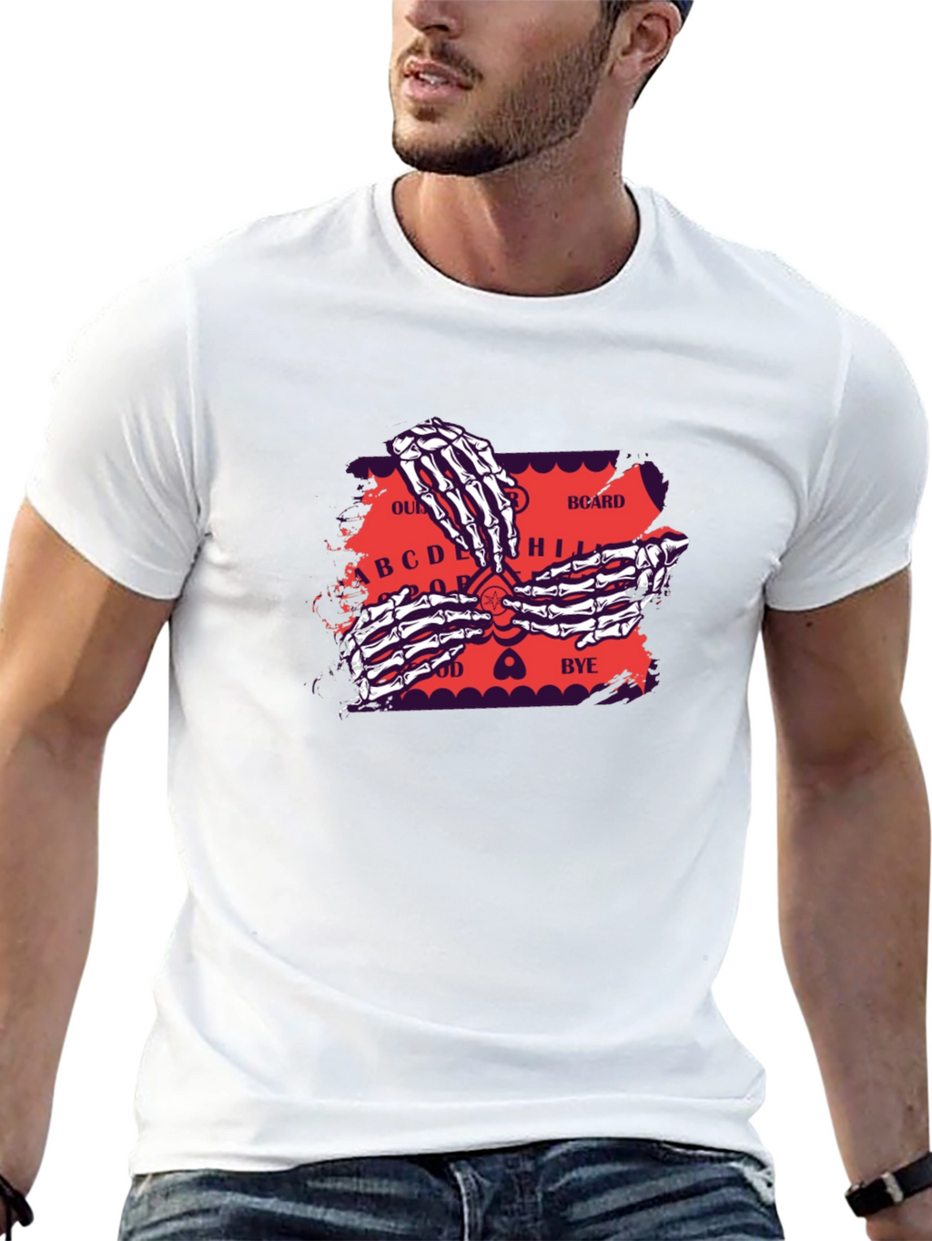 Ouija Board Skeleton Hands Graphic Tee