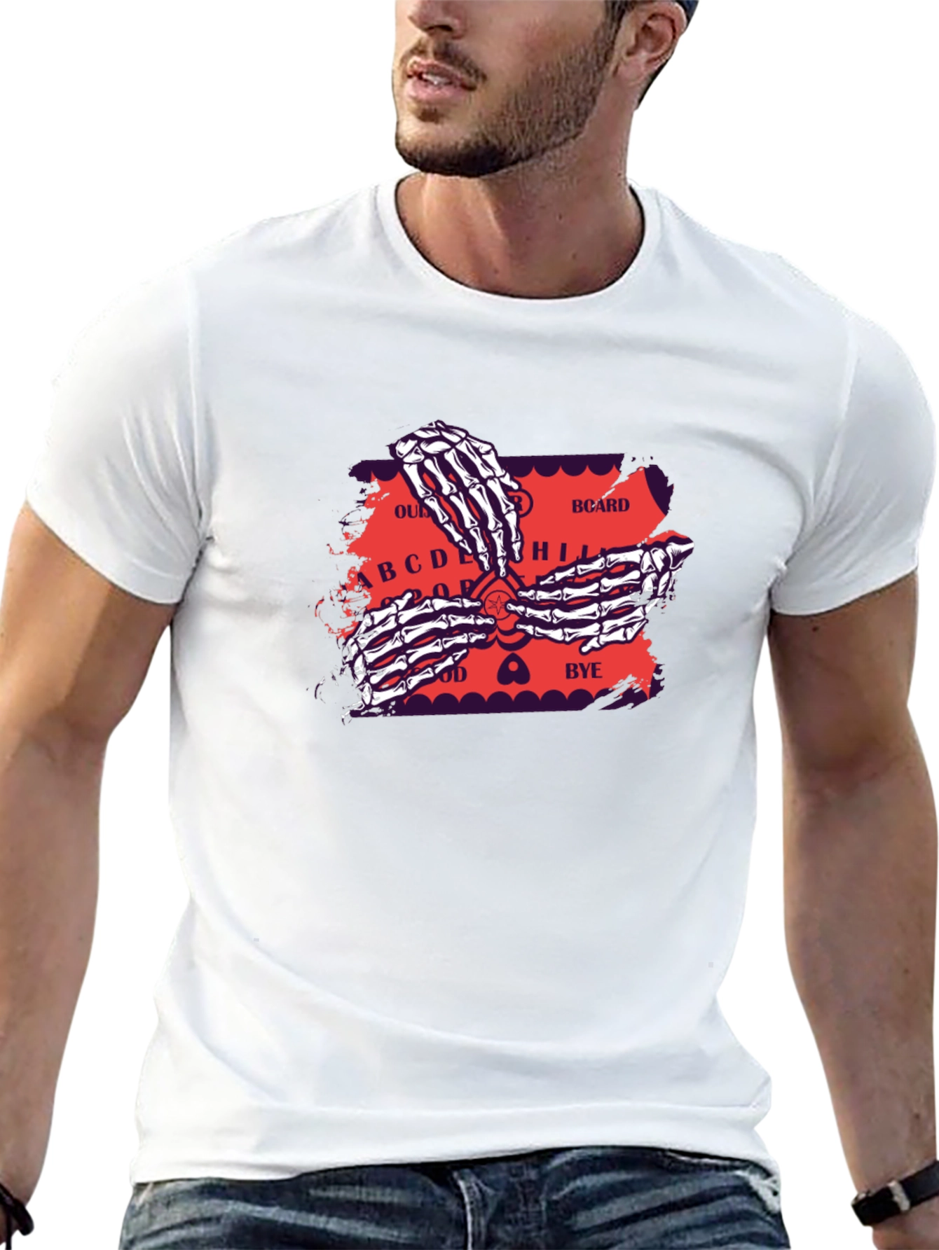 Ouija Board Skeleton Hands Graphic Tee