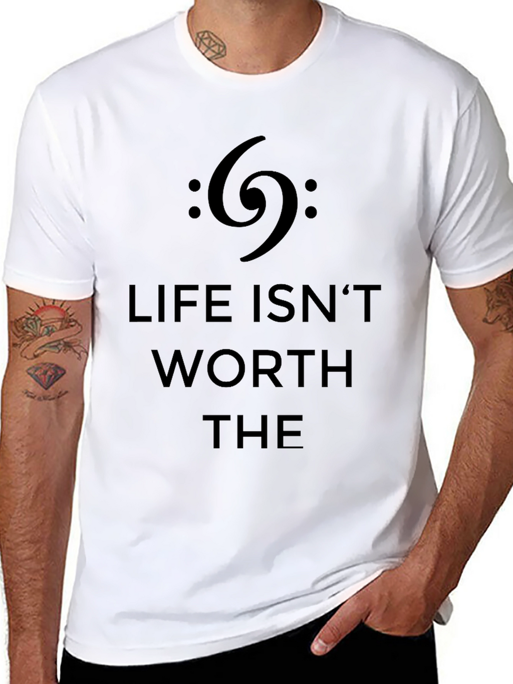 Life Isnt Worth The Bass Clef Black T-Shirt