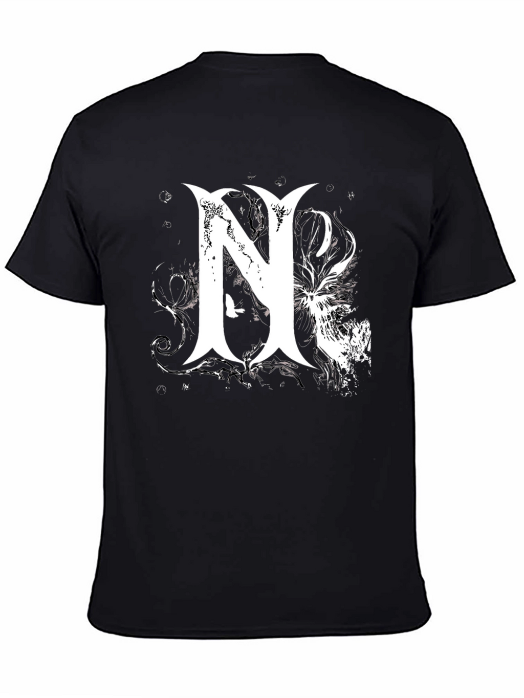 Stylish Black T-Shirt with Bold White Graphic Letter N