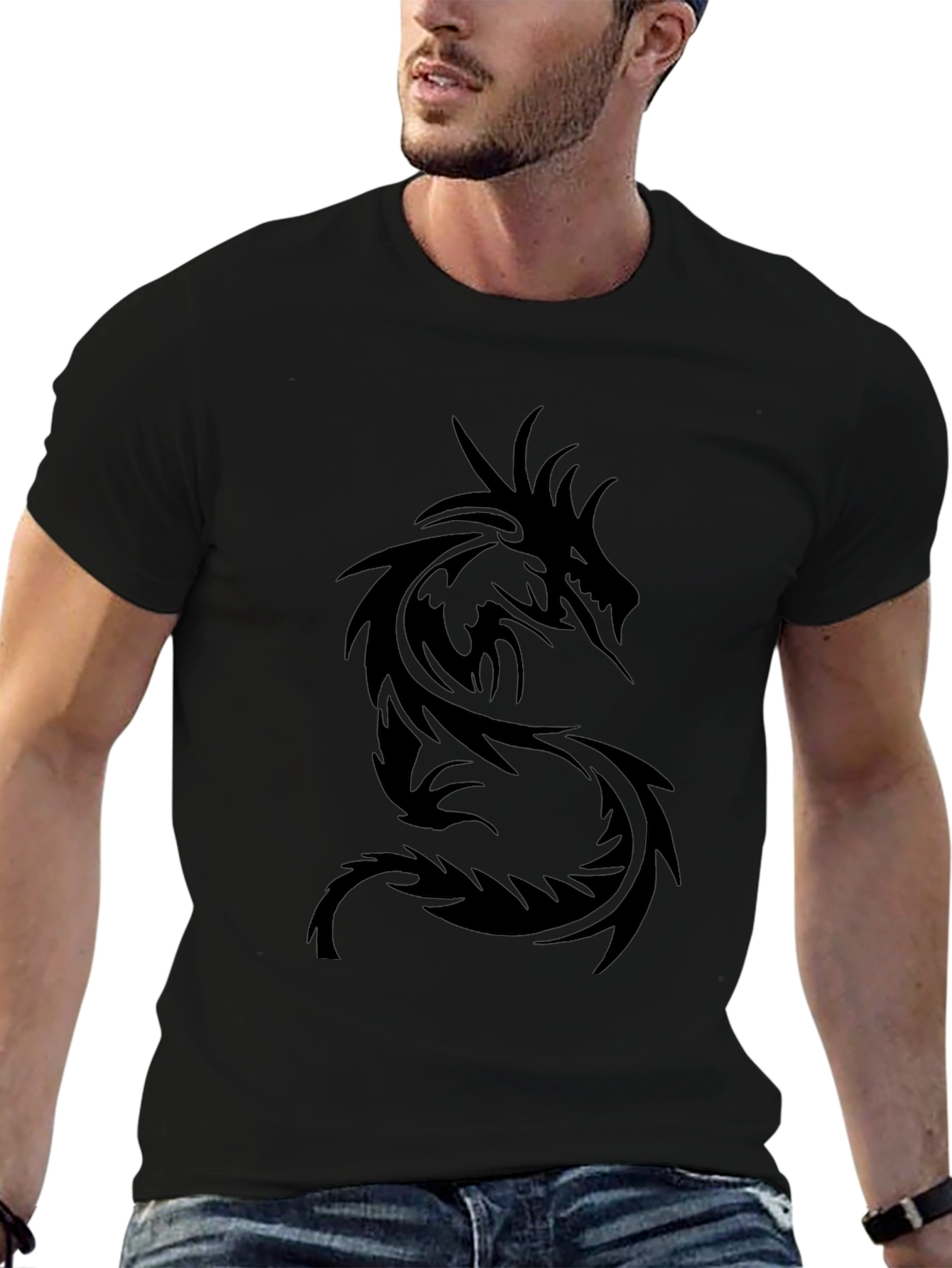 Mens Black Dragon Graphic Tee