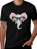 Elephant with Glasses Graphic T-Shirt