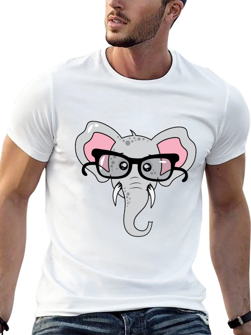 Elephant with Glasses Graphic T-Shirt