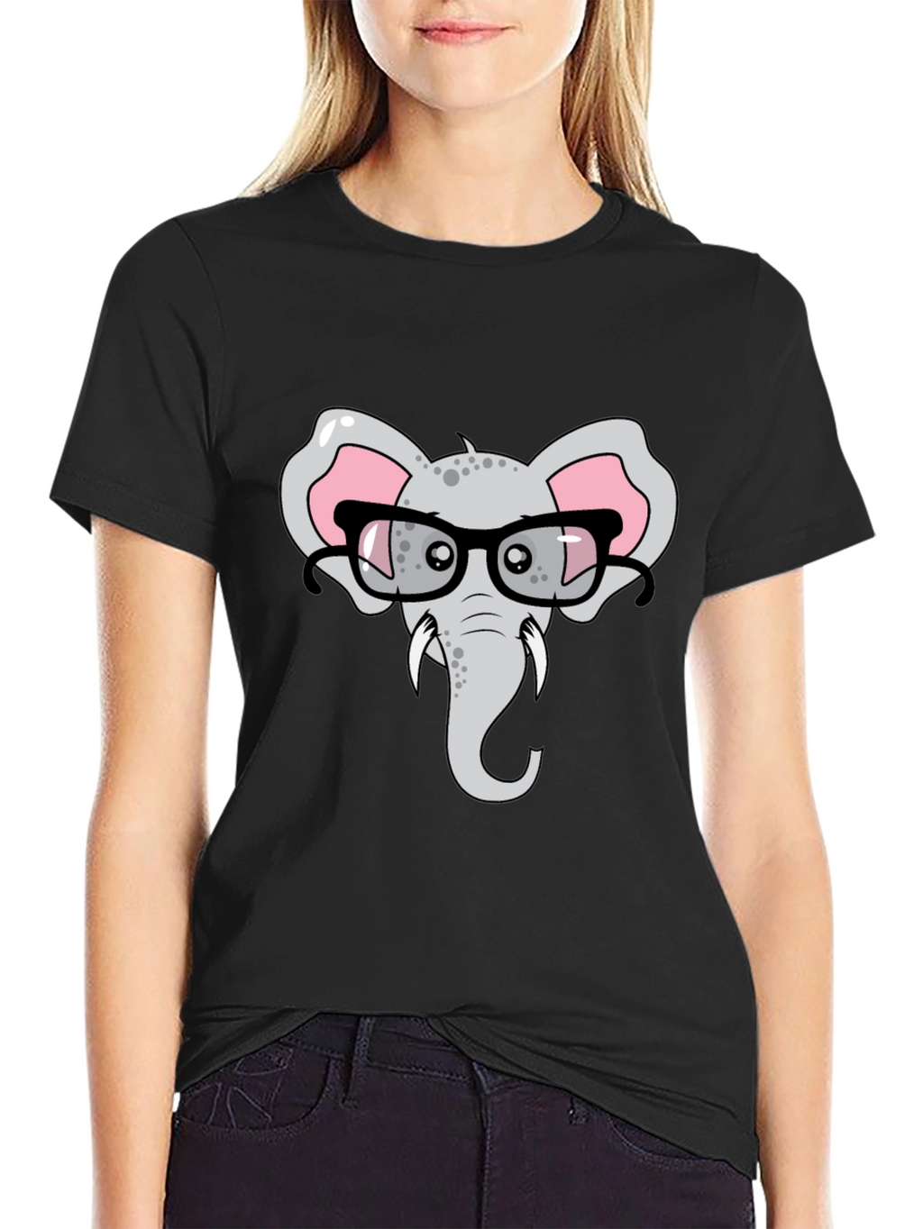 Elephant with Glasses Graphic T-Shirt