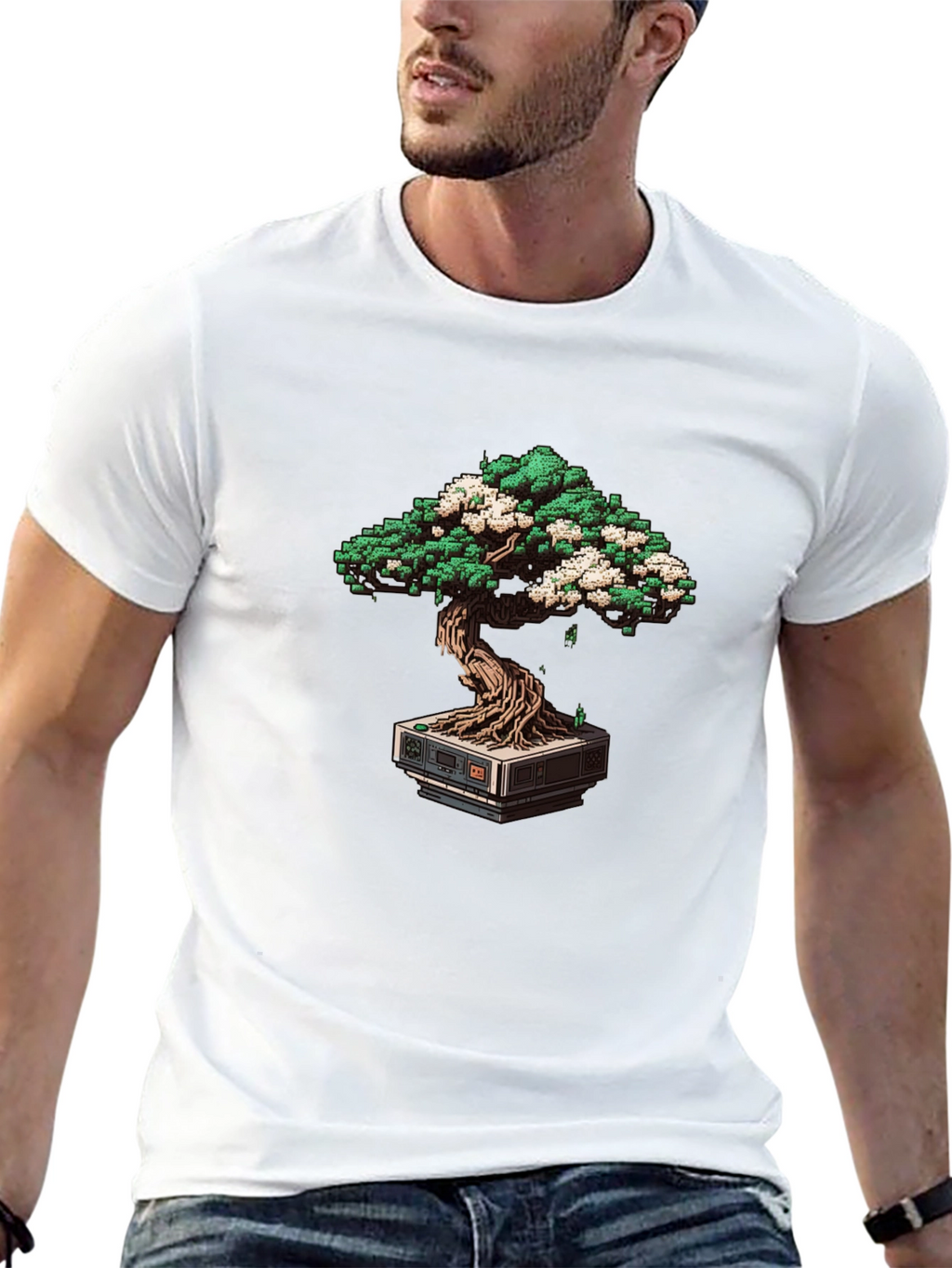 Pixel Bonsai Tee - Retro Gaming Style