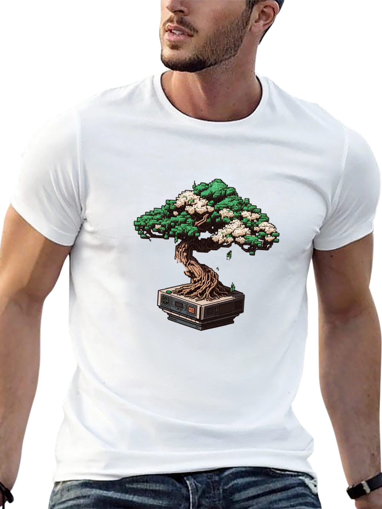 Pixel Bonsai Tee - Retro Gaming Style