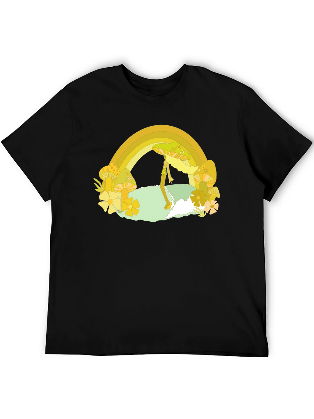 Rainbow Mushroom Graphic Tee - Retro Style