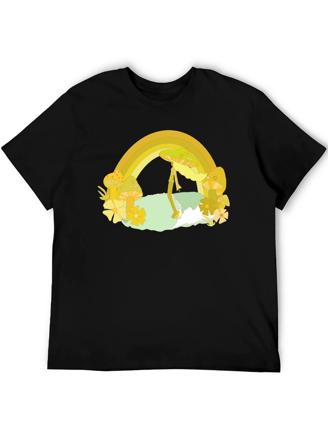 Rainbow Mushroom Graphic Tee - Retro Style