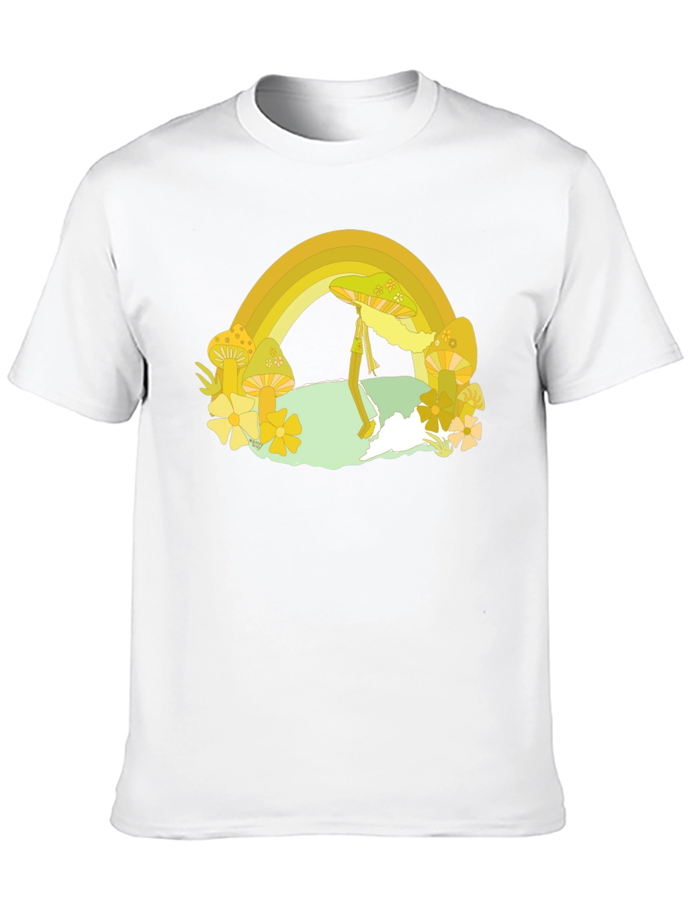 Rainbow Mushroom Graphic Tee - Retro Style