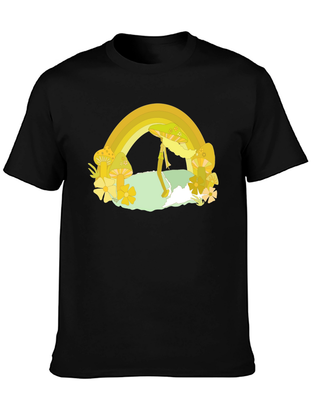 Rainbow Mushroom Graphic Tee - Retro Style