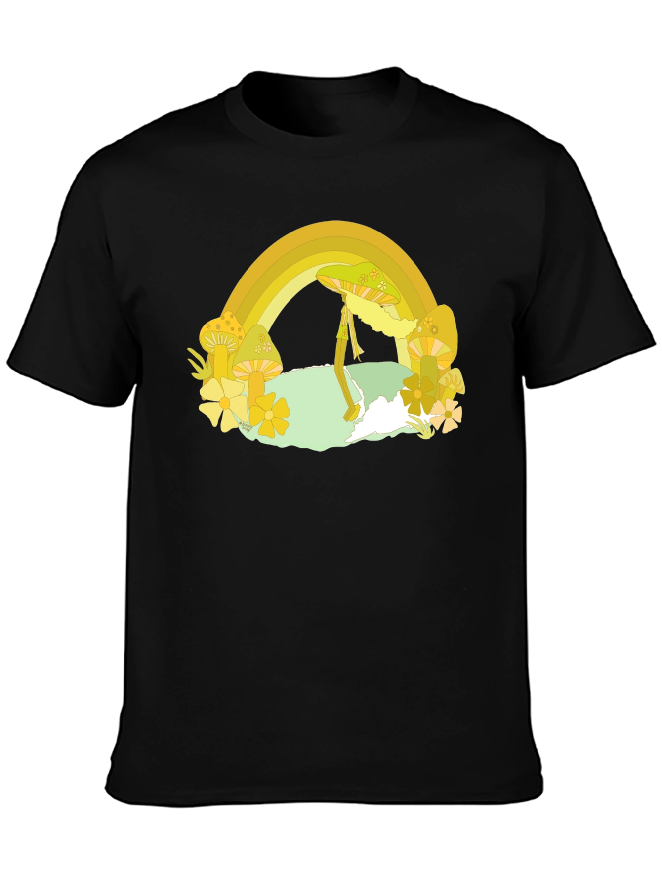 Rainbow Mushroom Graphic Tee - Retro Style