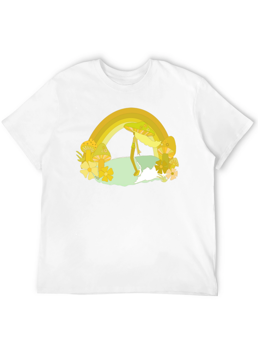 Rainbow Mushroom Graphic Tee - Retro Style