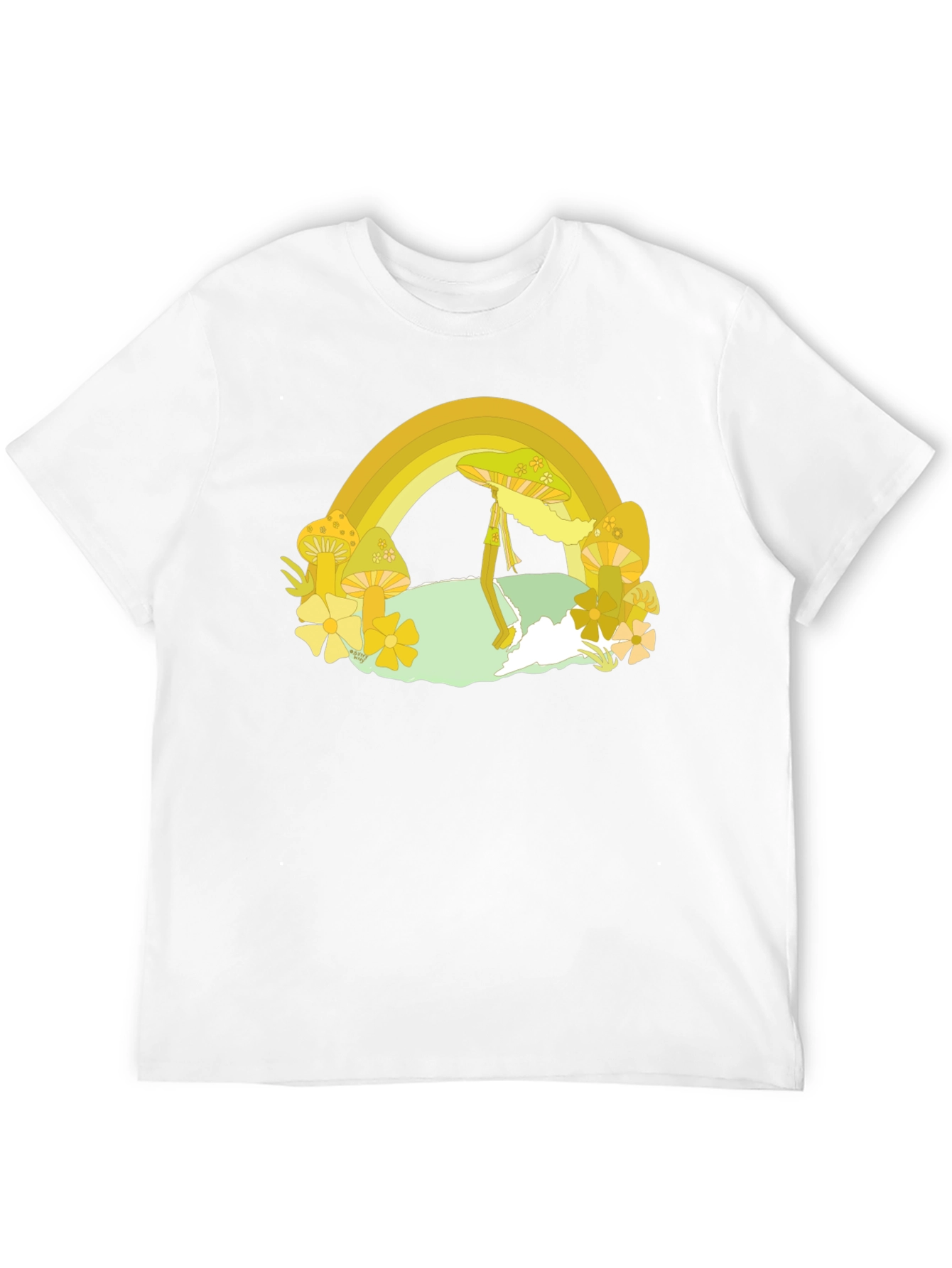 Rainbow Mushroom Graphic Tee - Retro Style