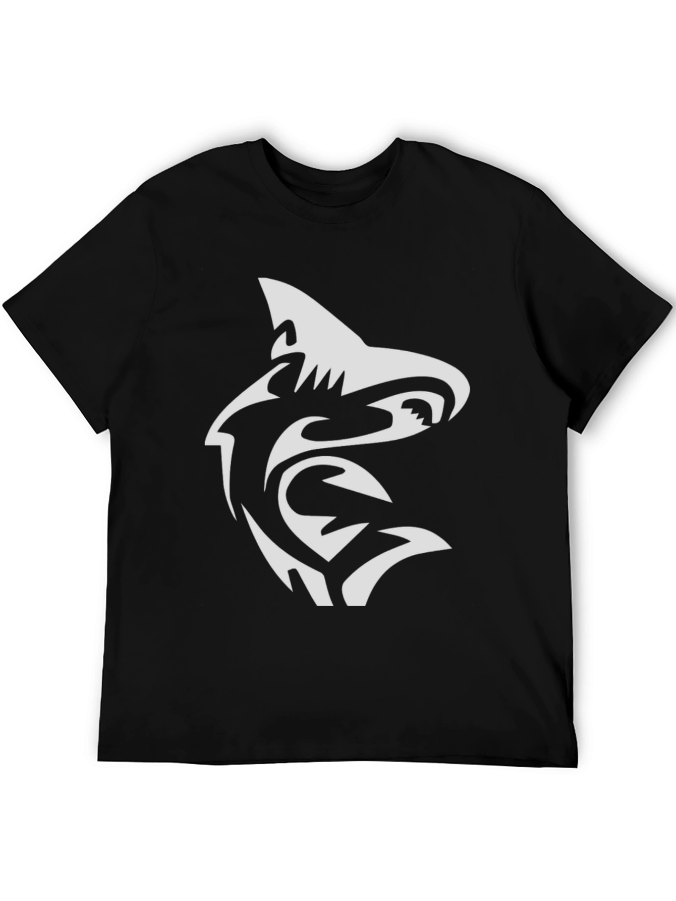 Shark Tribal Graphic Black T-Shirt
