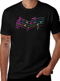 Musical Note Graphic Tee - Black Cotton Shirt