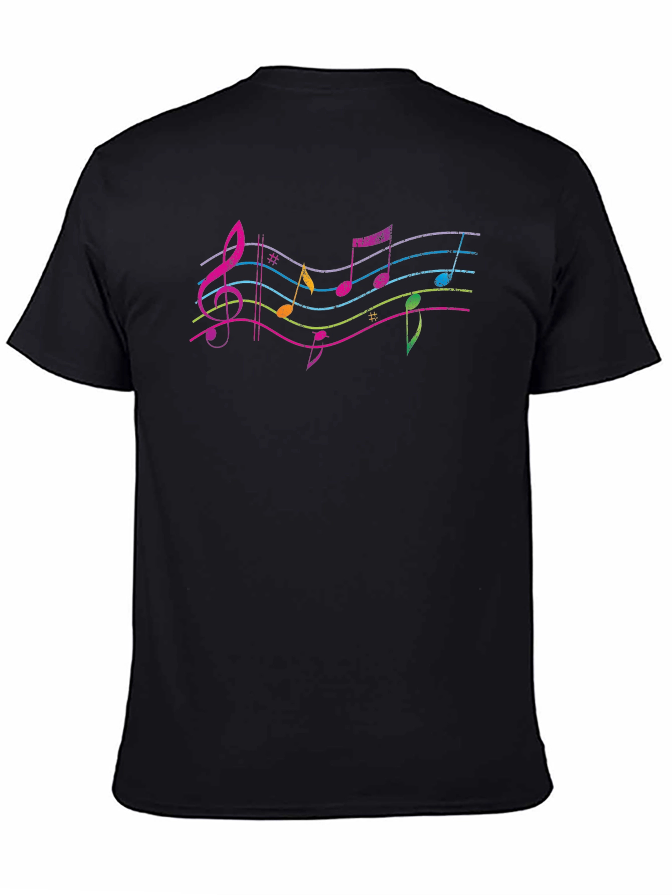Musical Note Graphic Tee - Black Cotton Shirt