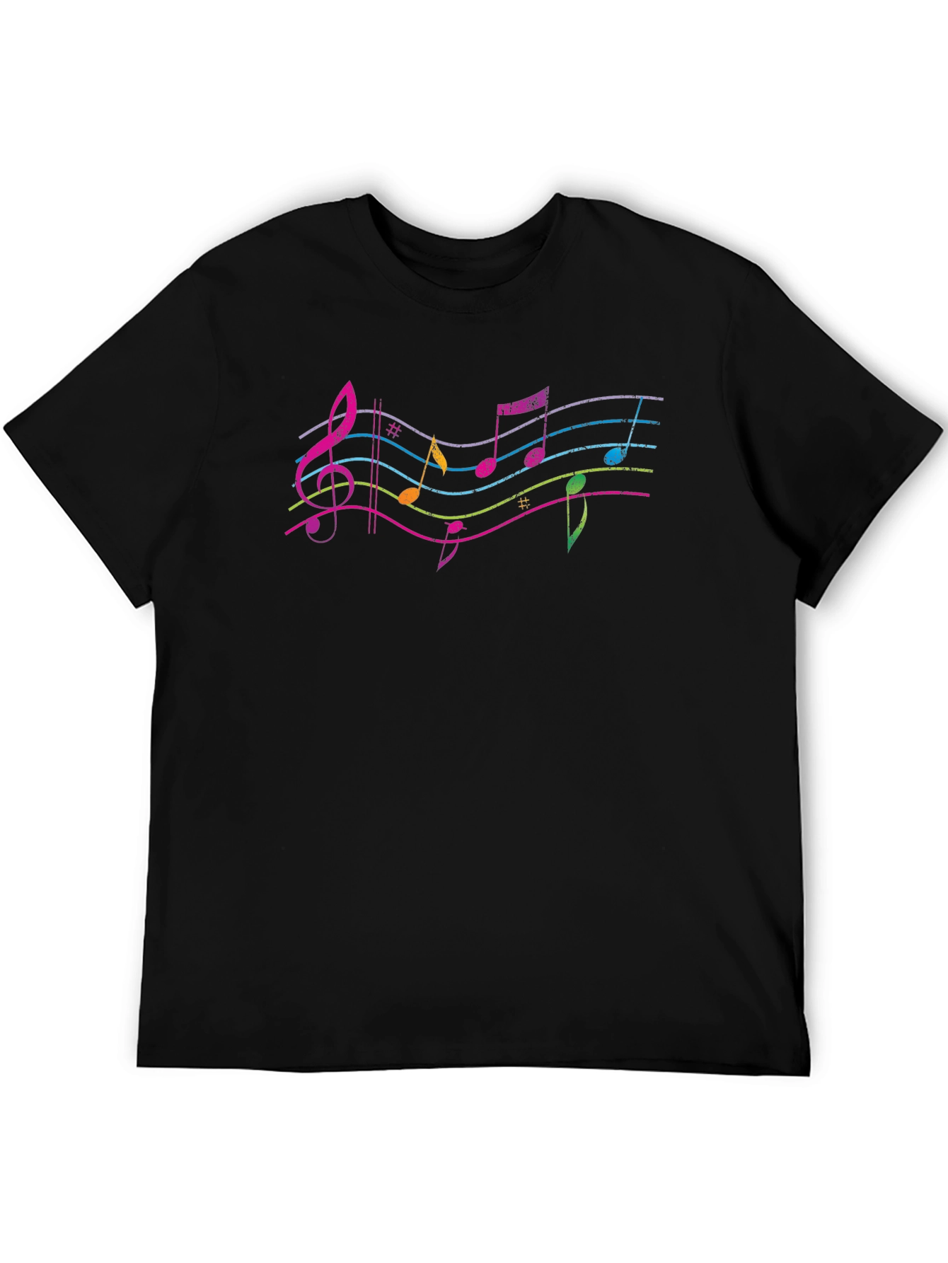 Musical Note Graphic Tee - Black Cotton Shirt