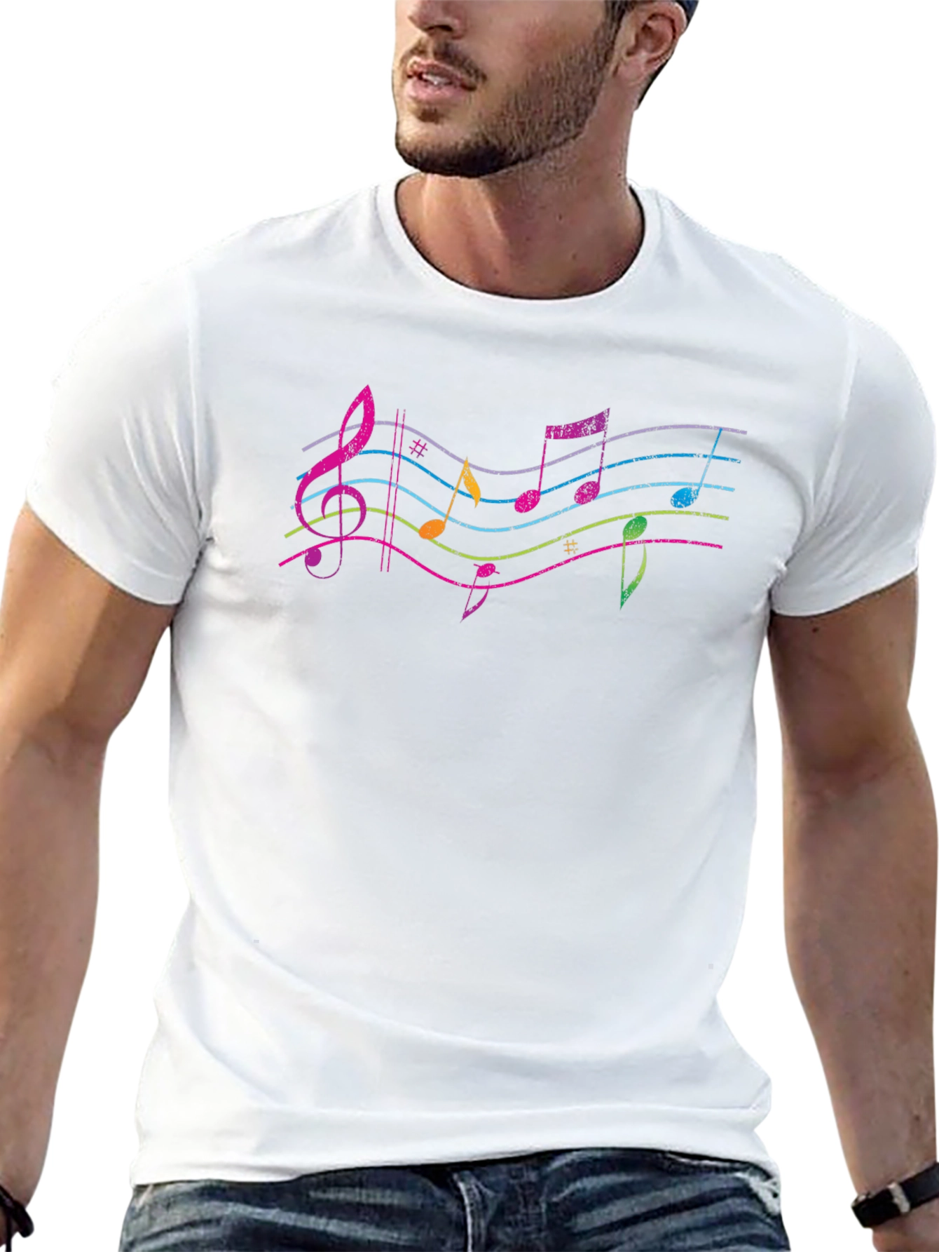 Musical Note Graphic Tee - Black Cotton Shirt