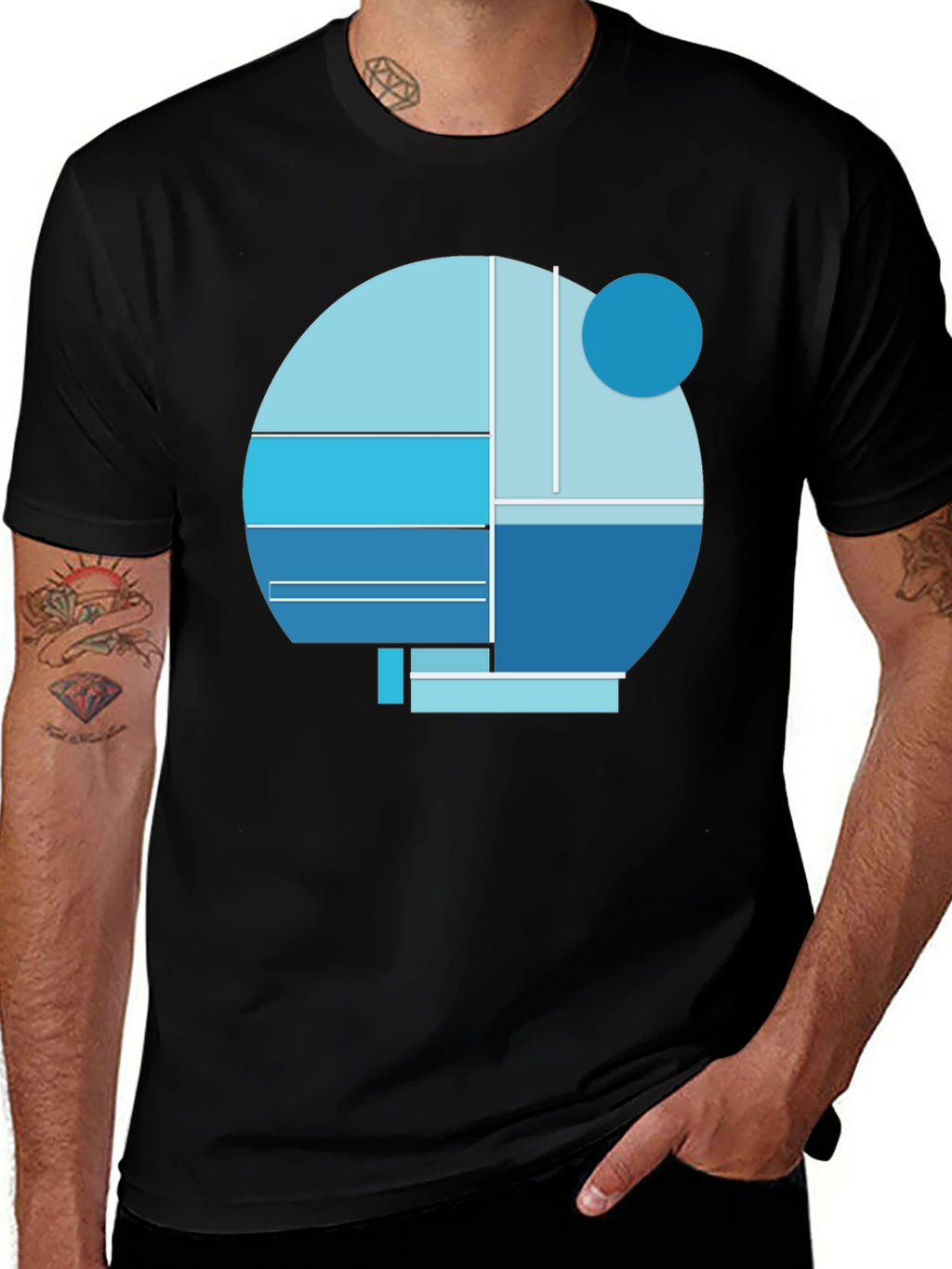 Abstract Geometric Graphic Tee - Modern Design