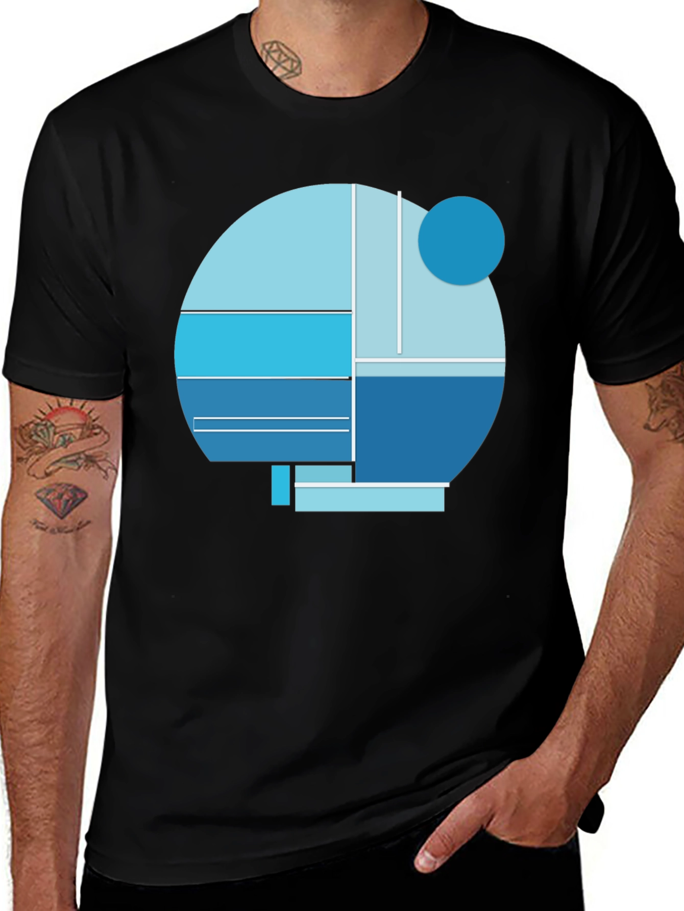 Abstract Geometric Graphic Tee - Modern Design
