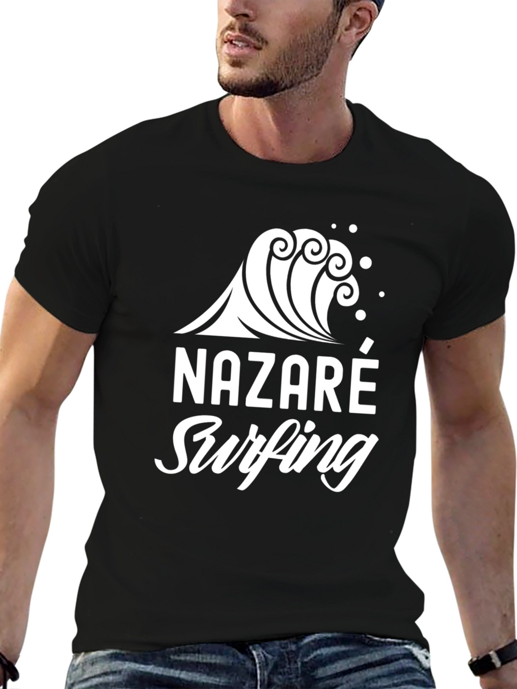 Nazaré Surfing Graphic T-Shirt - Black