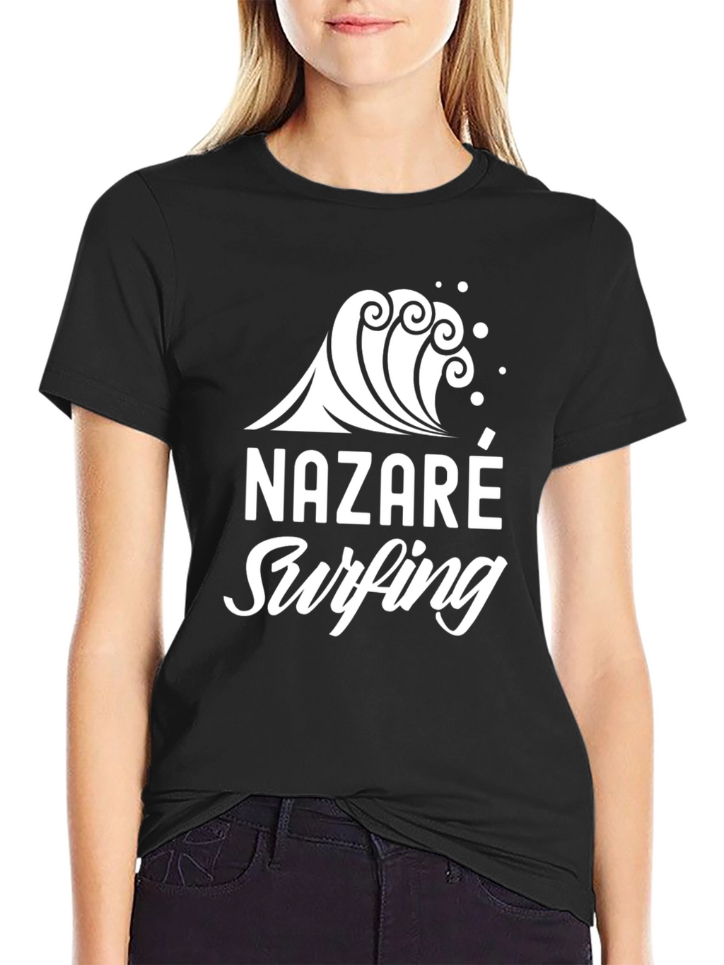 Nazaré Surfing Graphic T-Shirt - Black