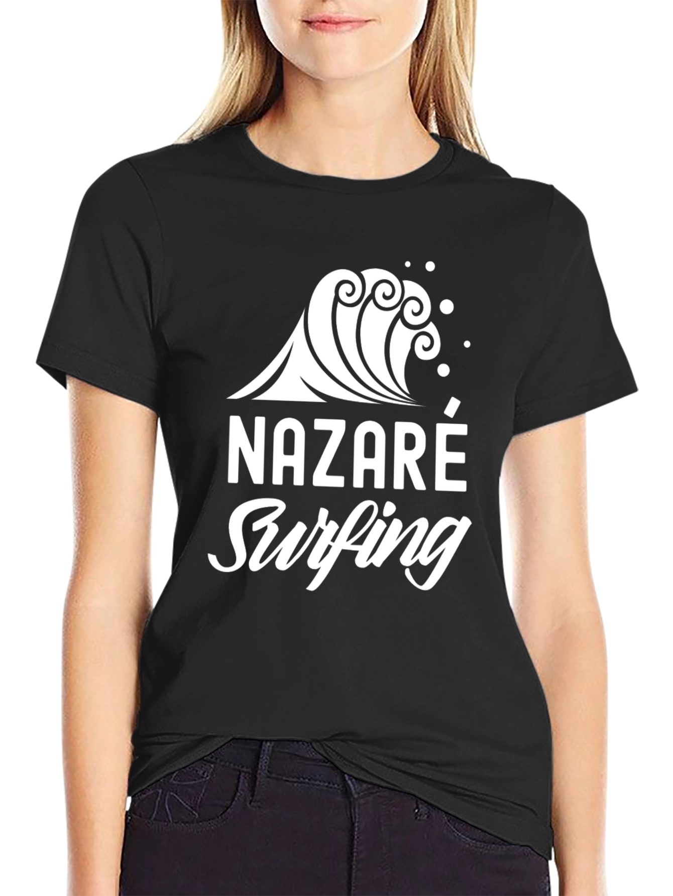 Nazaré Surfing Graphic T-Shirt - Black