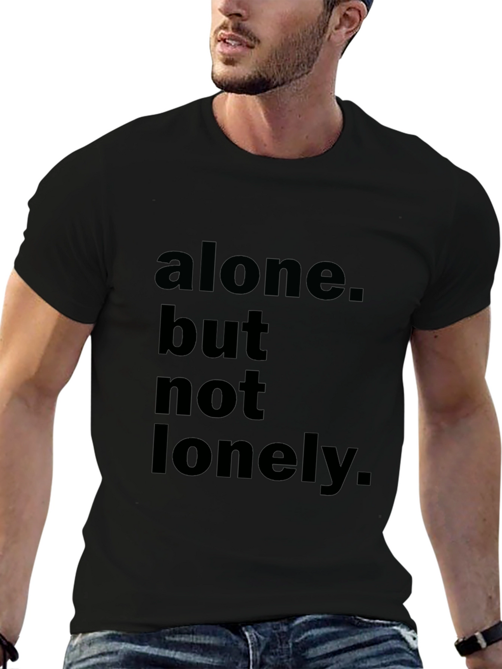 Alone But Not Lonely Black Graphic Tee