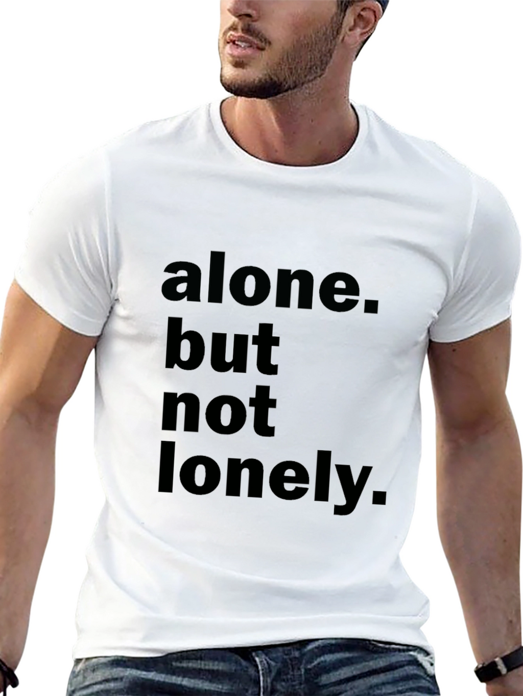 Alone But Not Lonely Black Graphic Tee