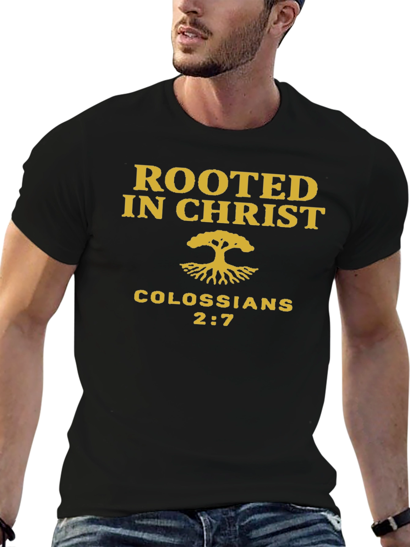 Rooted in Christ T-Shirt - Colossians 2:7 Christian Tee