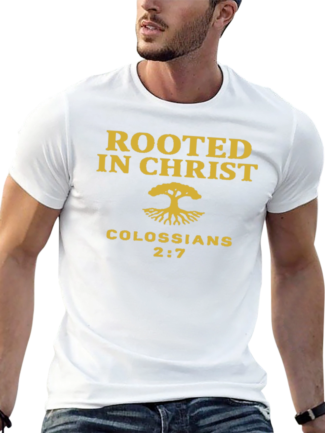Rooted in Christ T-Shirt - Colossians 2:7 Christian Tee