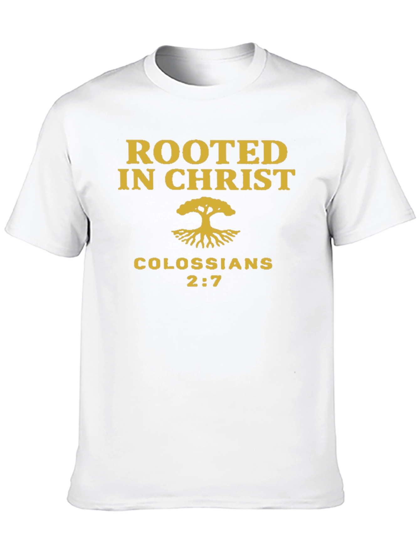 Rooted in Christ T-Shirt - Colossians 2:7 Christian Tee