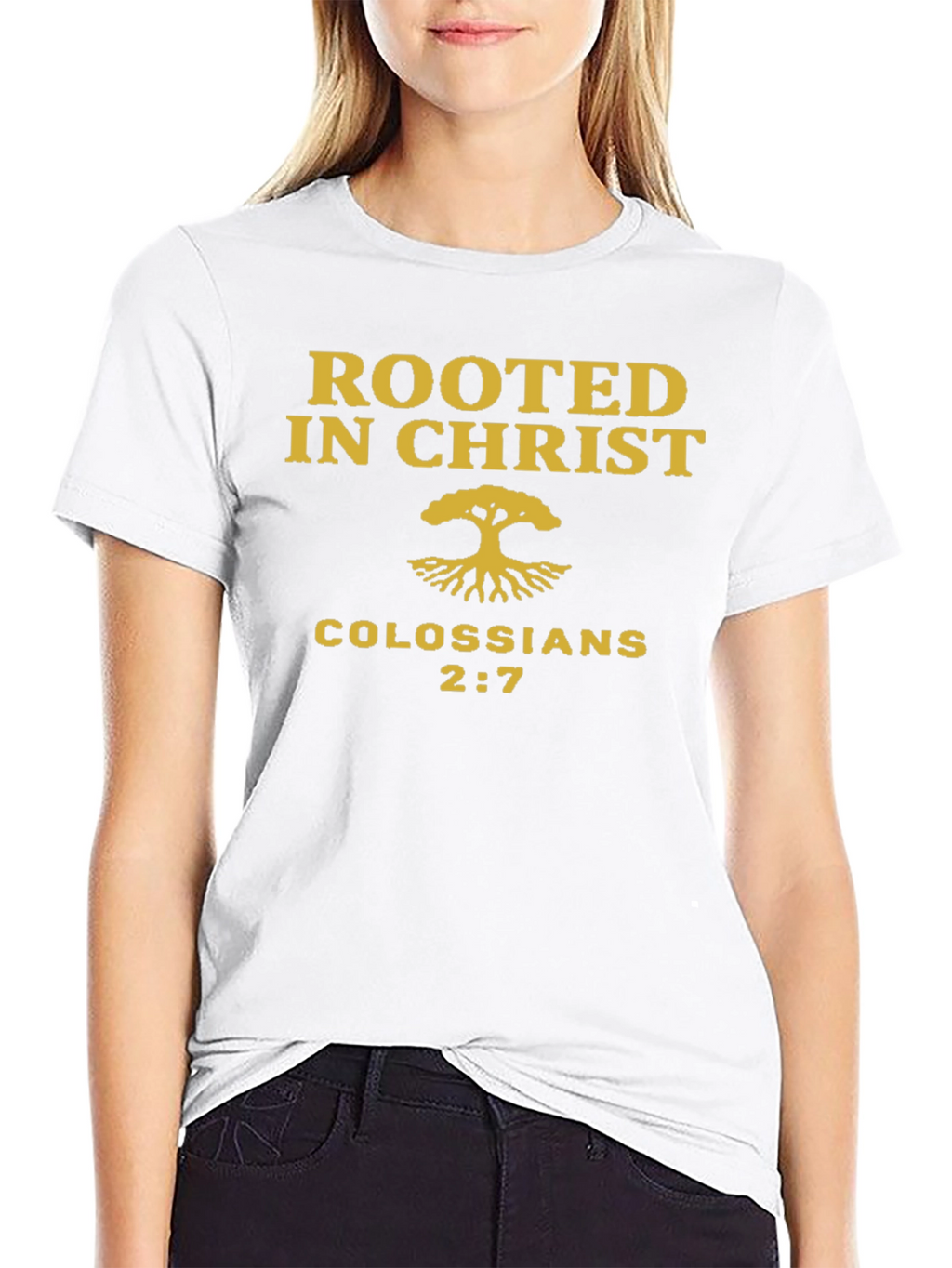 Rooted in Christ T-Shirt - Colossians 2:7 Christian Tee