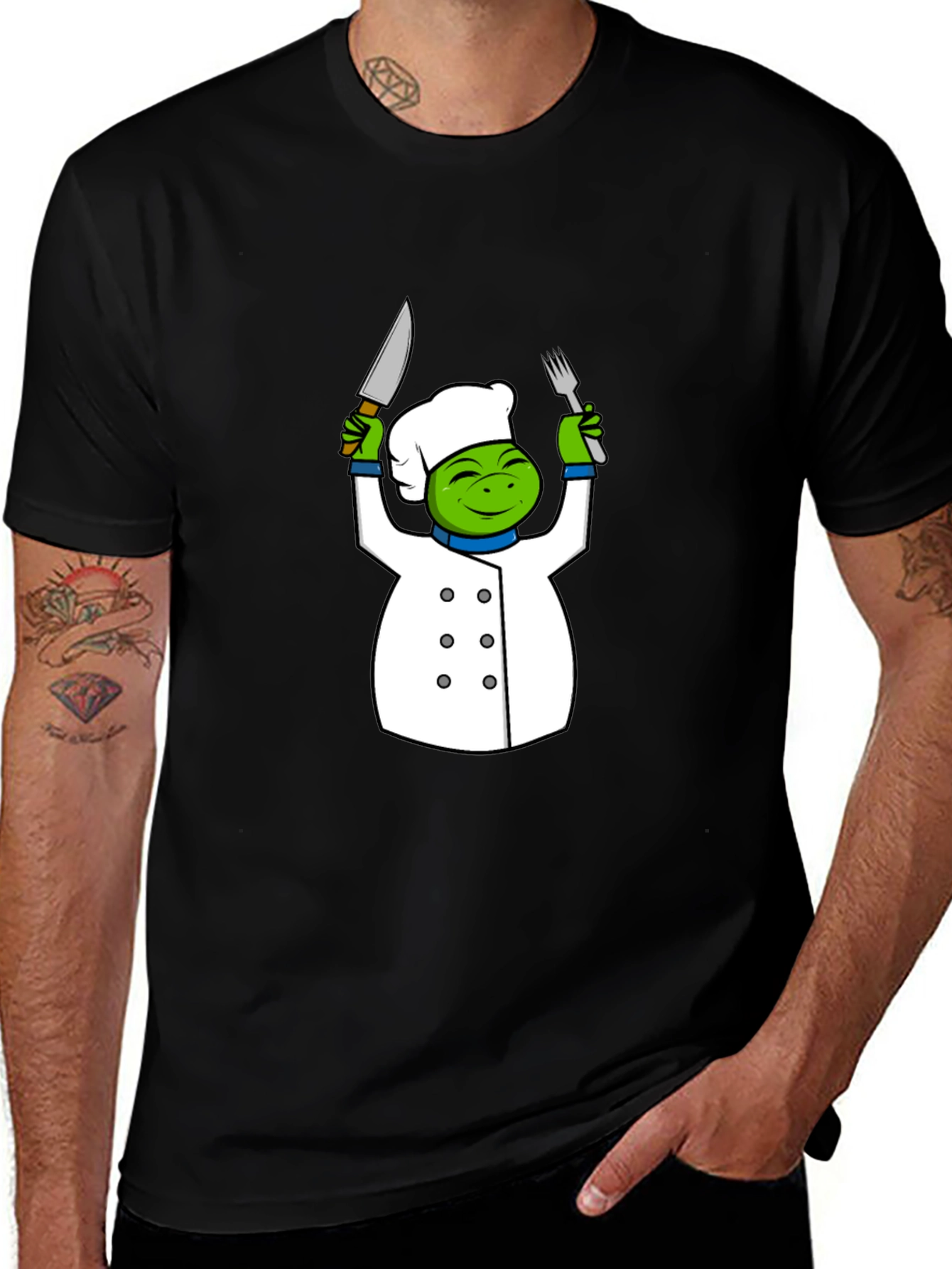 Chef Frog Graphic T-Shirt - Funny Cartoon Cook Tee