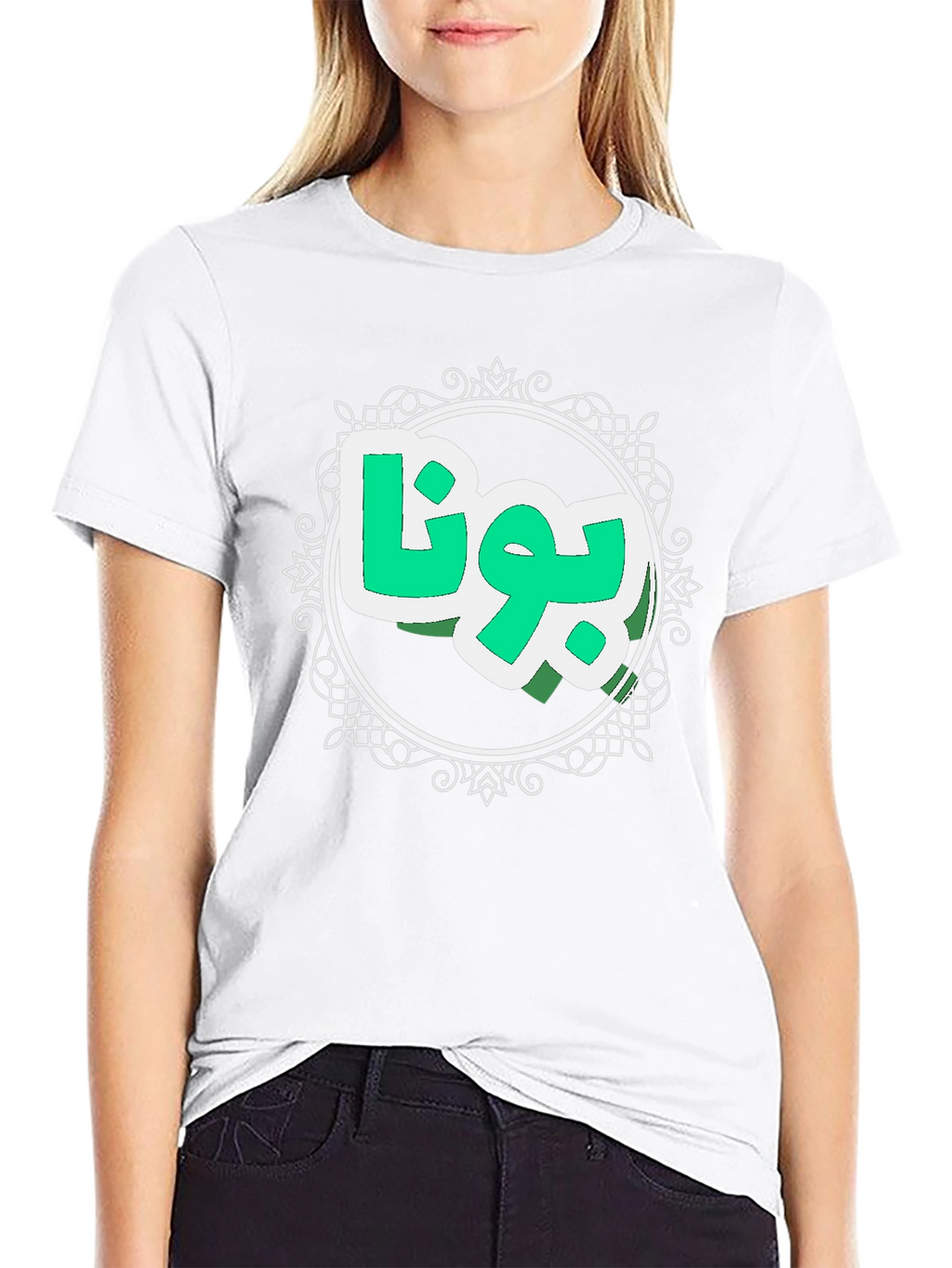 Stylish Black Tee with Arabic Script Design