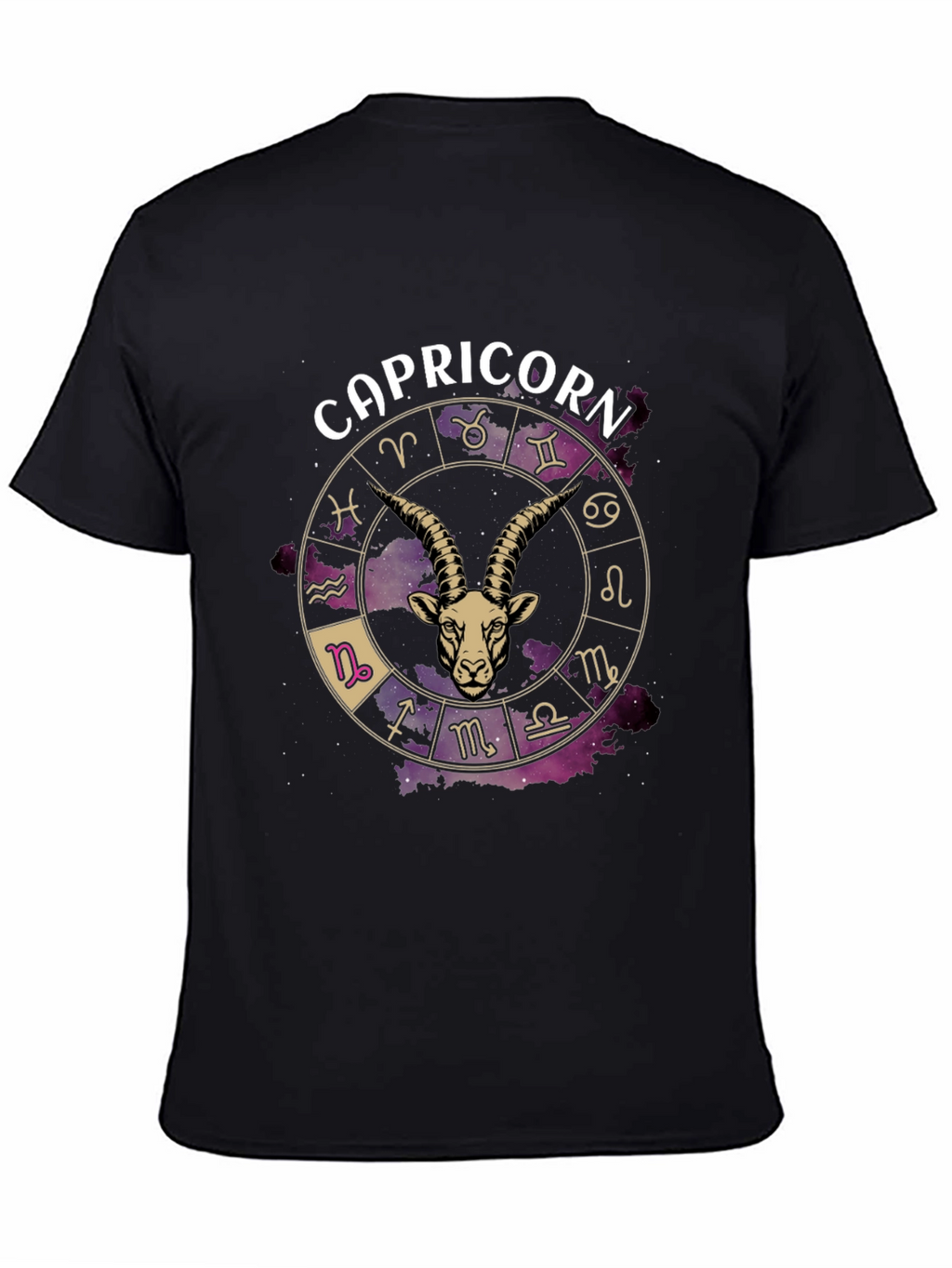 Capricorn Zodiac Graphic T-Shirt - Black