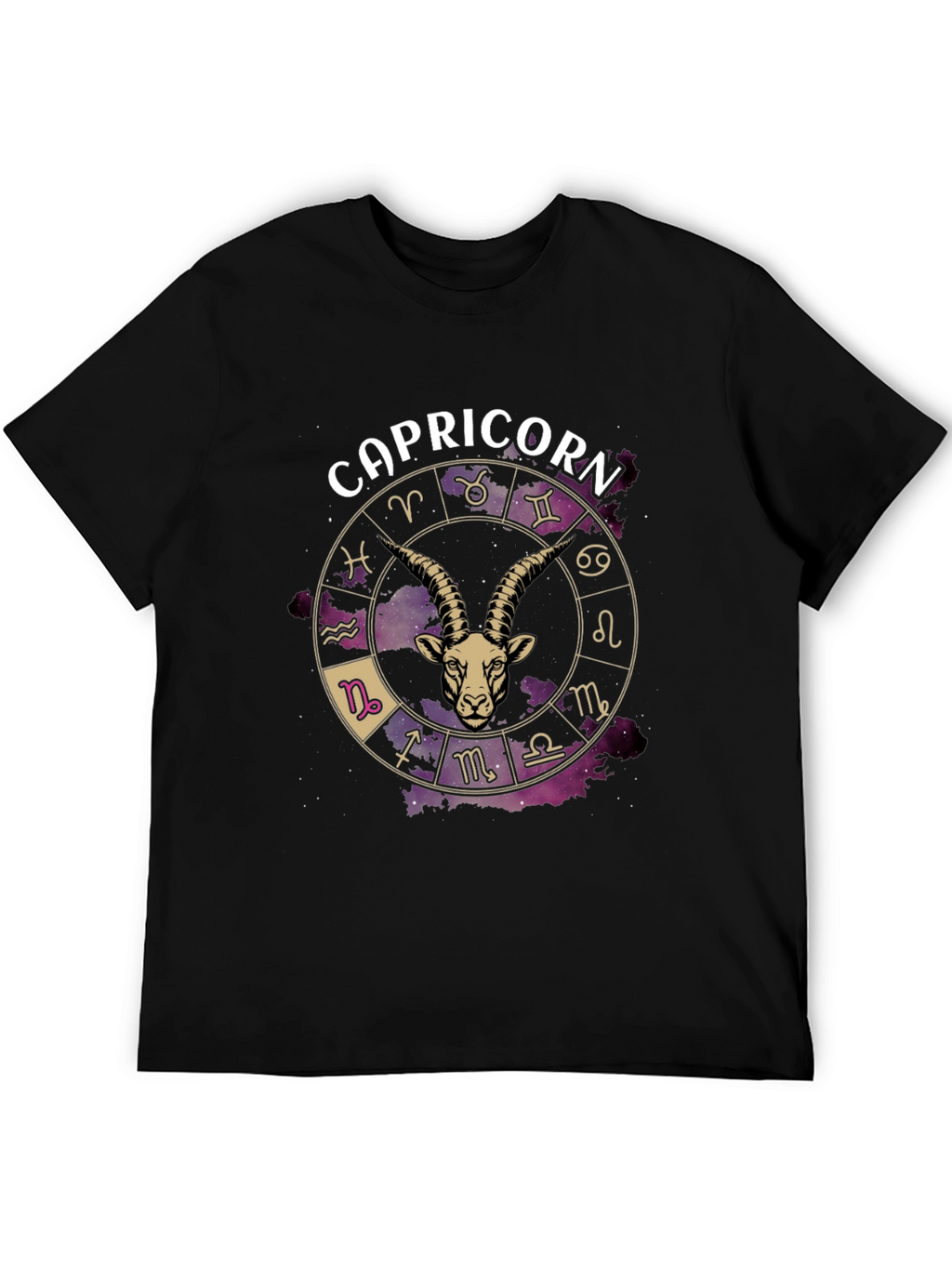 Capricorn Zodiac Graphic T-Shirt - Black