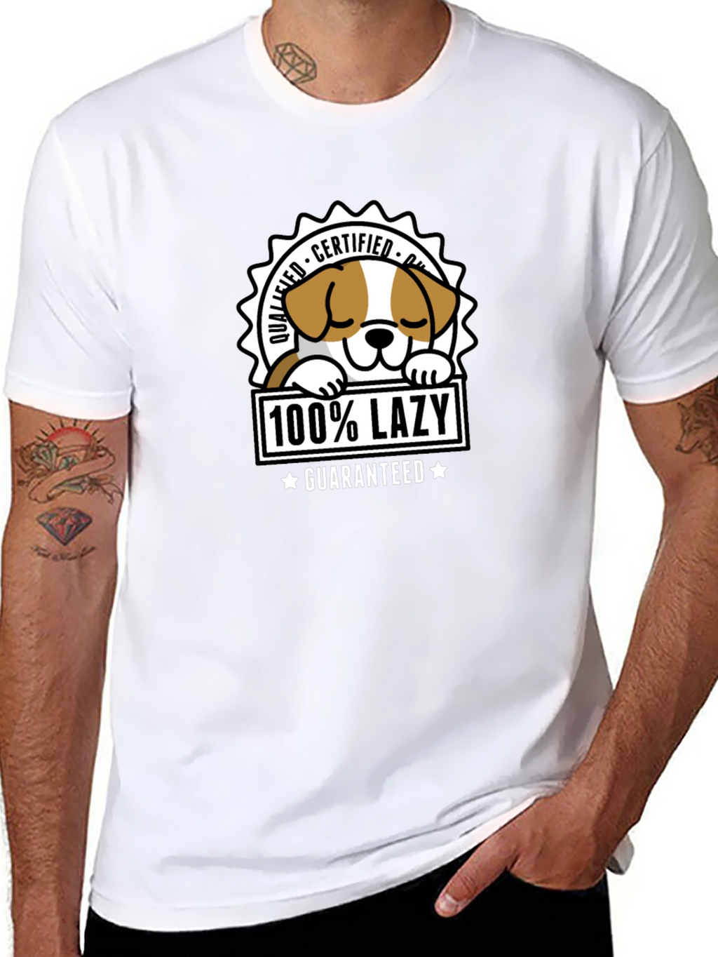 100% Lazy Certified Dog Graphic Tee