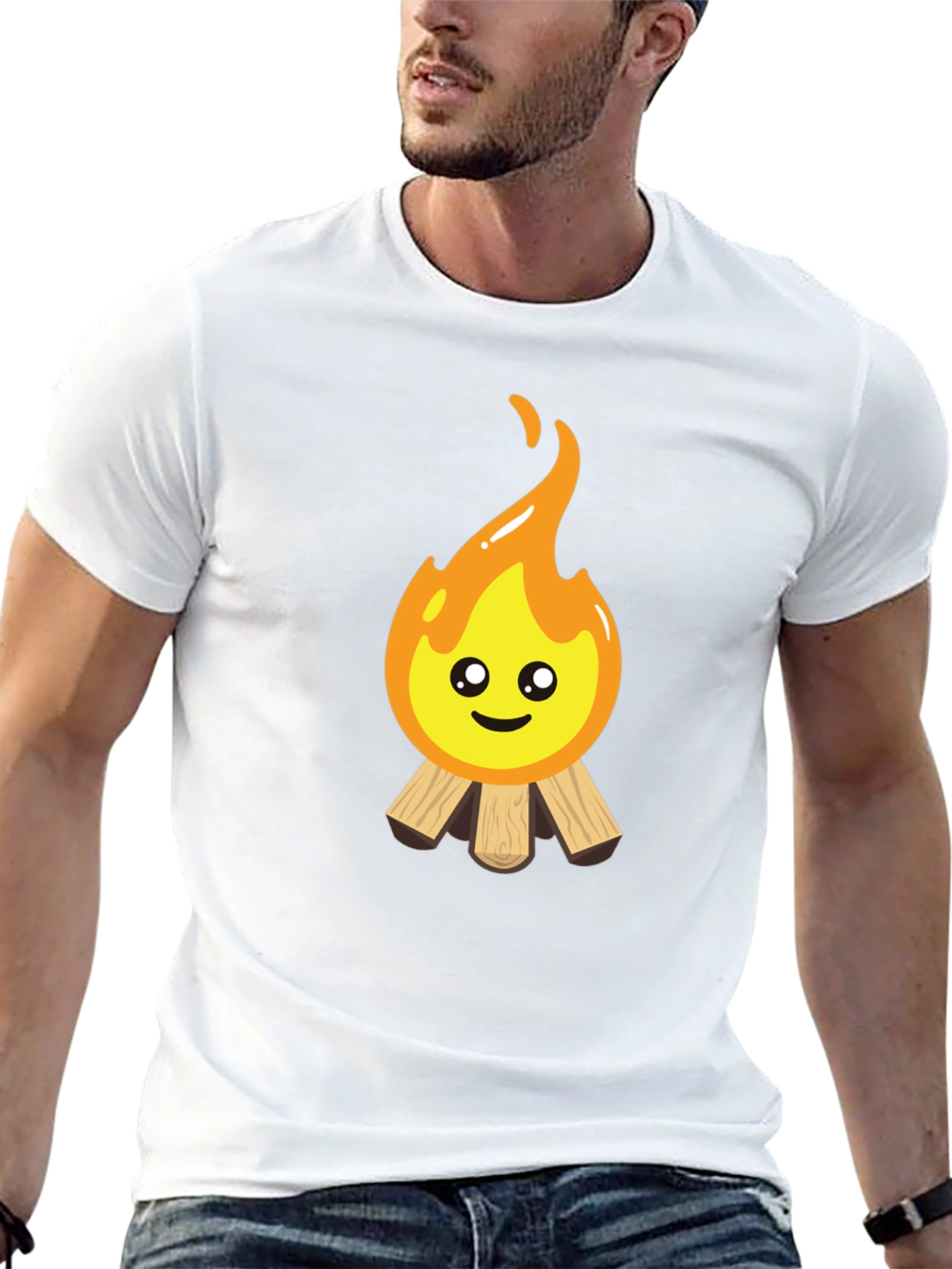 Cute Campfire Graphic Tee - Black Cotton Blend
