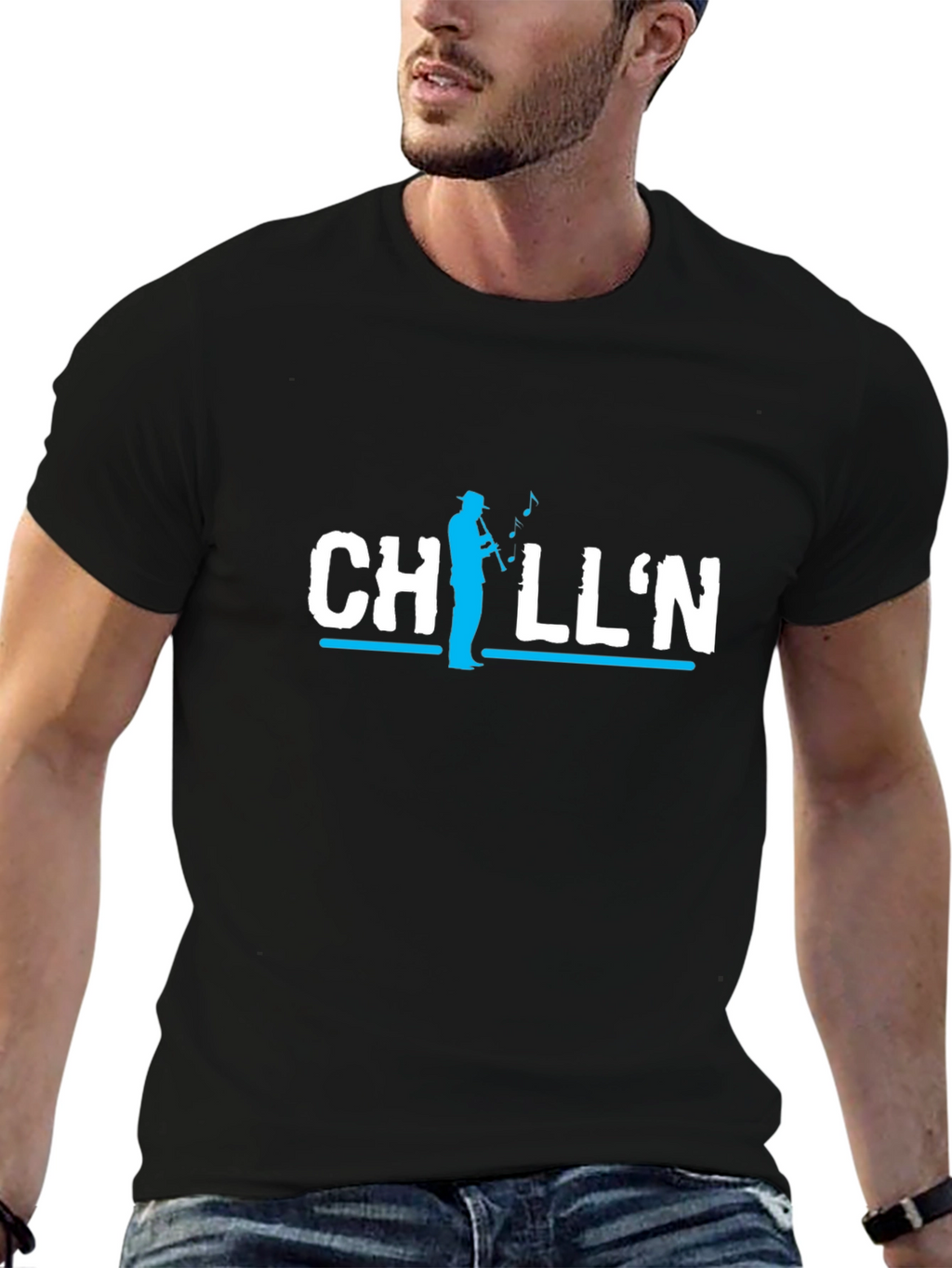 Chilln Saxophone Player Graphic Tee - Black