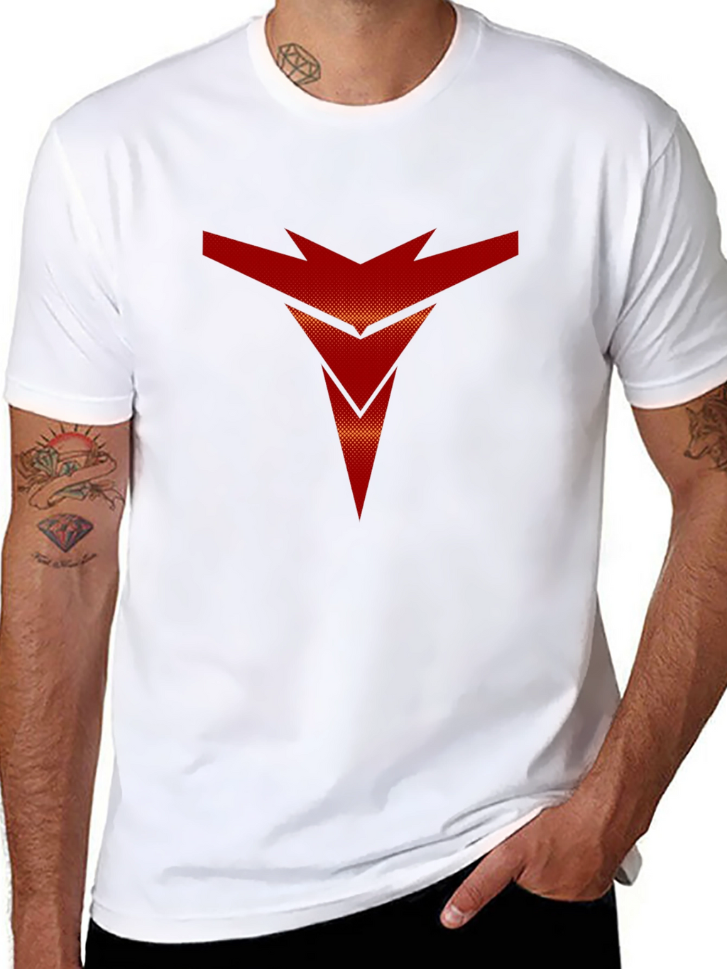 Bold Red Arrow Graphic Print Black T-Shirt