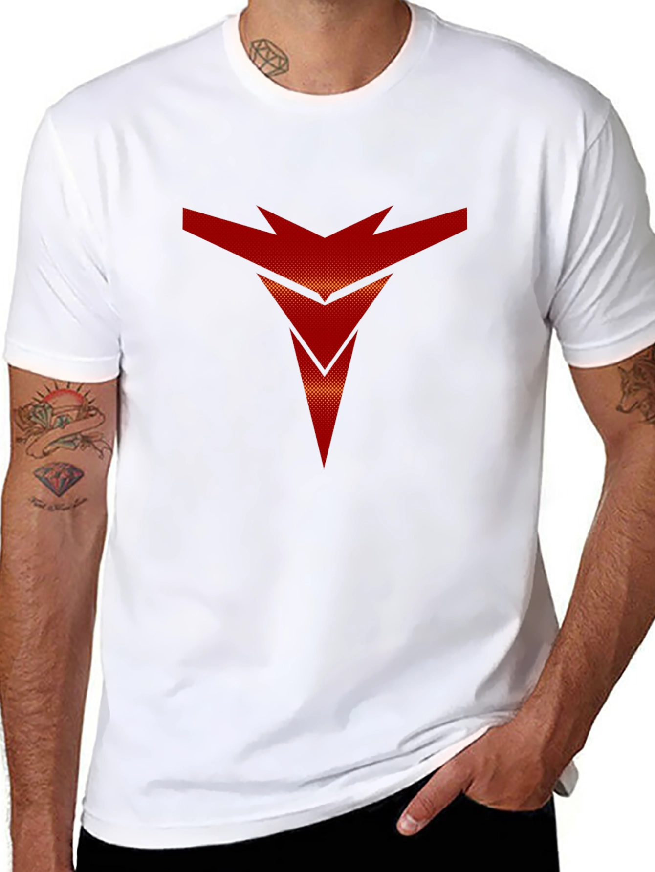 Bold Red Arrow Graphic Print Black T-Shirt