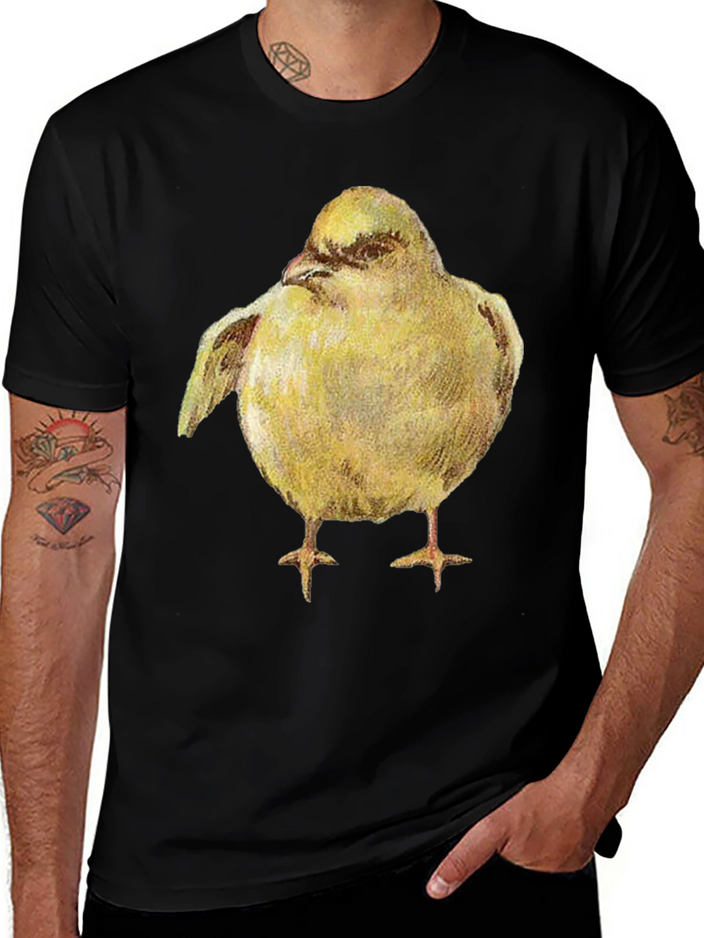 Yellow Bird Graphic Tee - Unisex Black T-Shirt