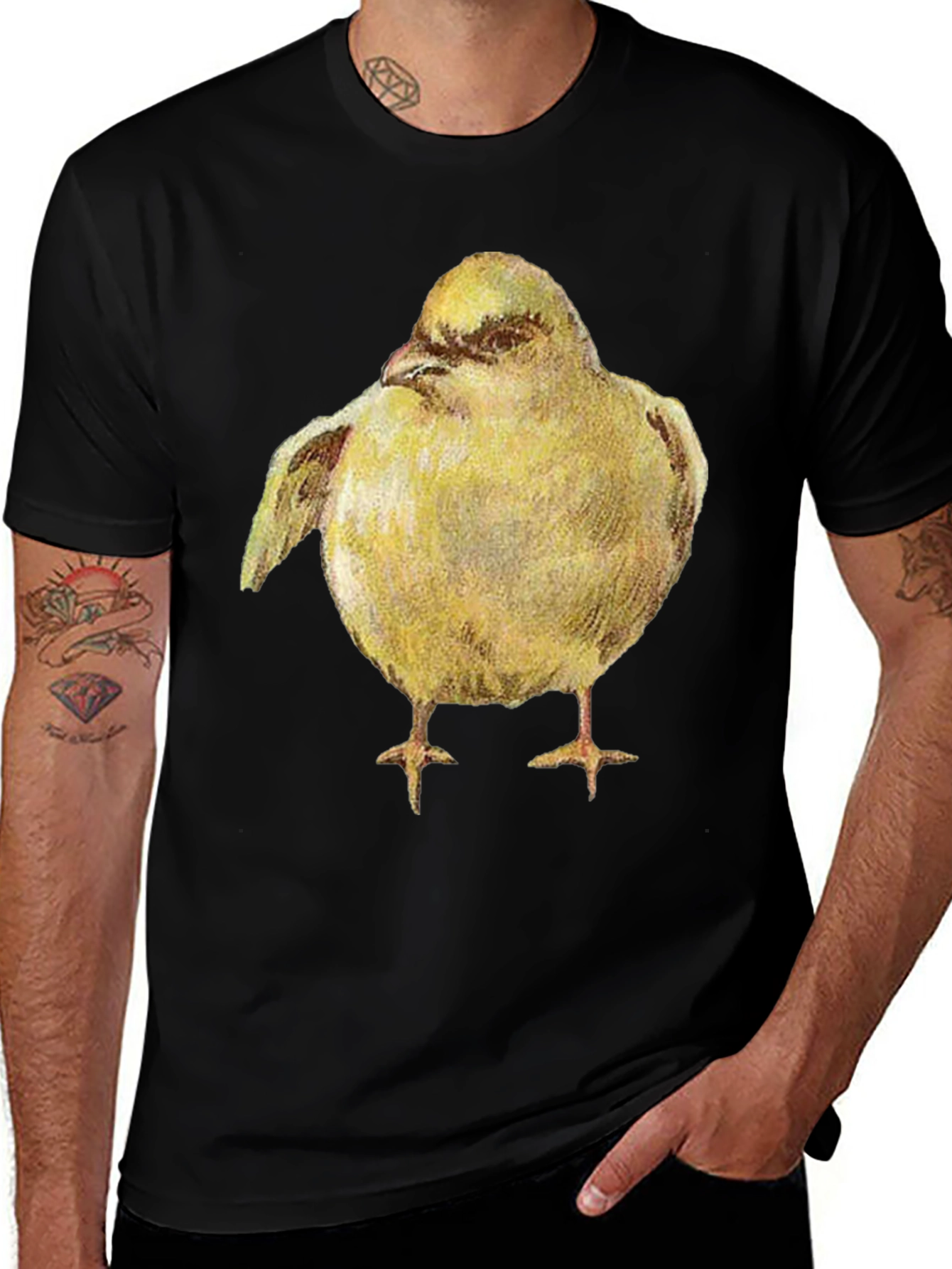Yellow Bird Graphic Tee - Unisex Black T-Shirt