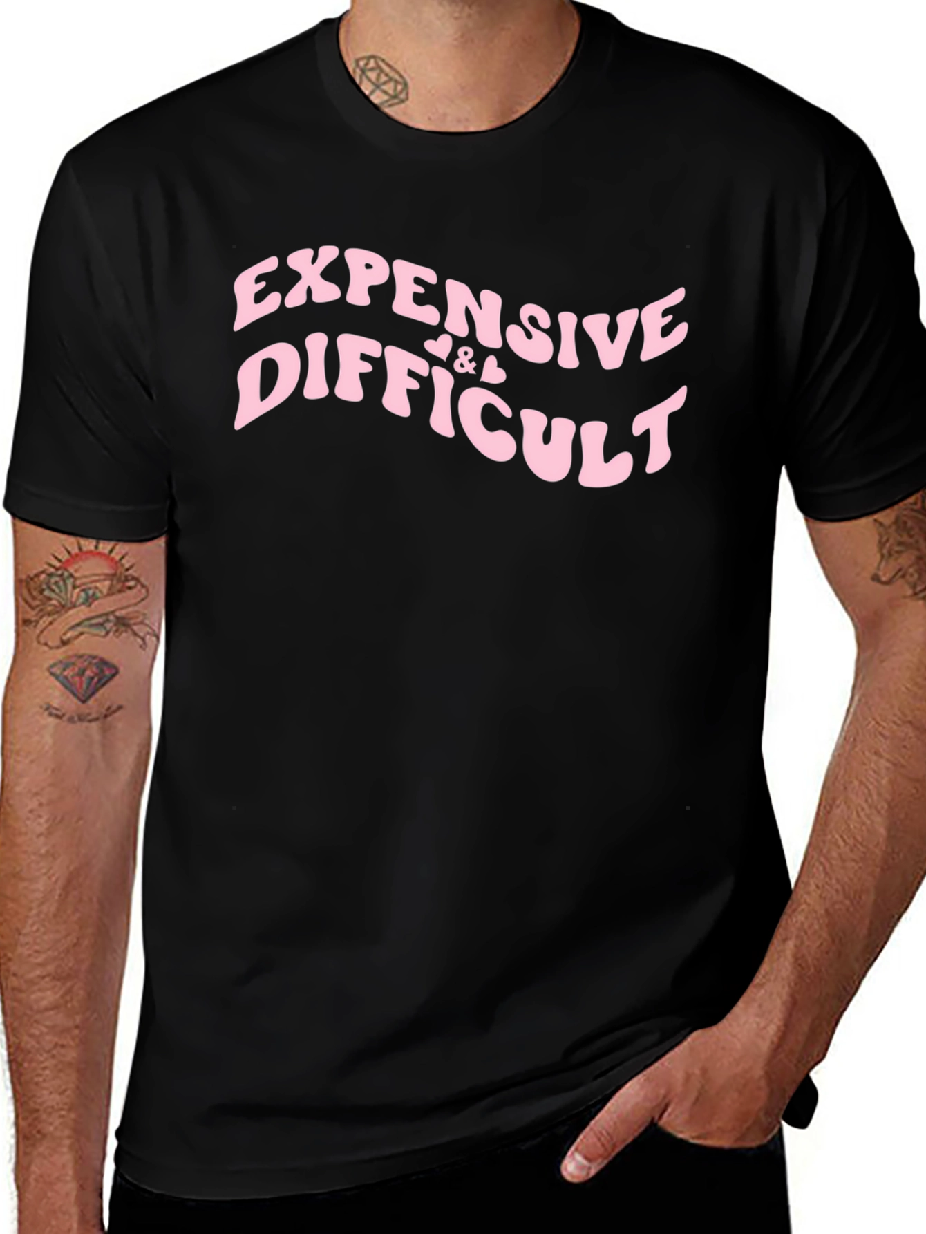 Expensive & Difficult Slogan Tee - Black