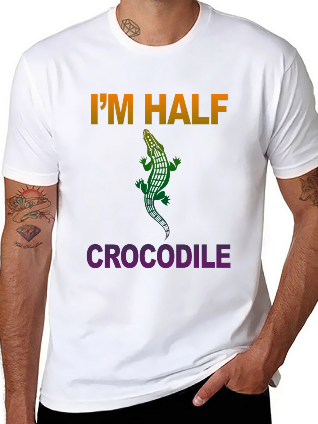 Im Half Crocodile Graphic Tee - Unique Design