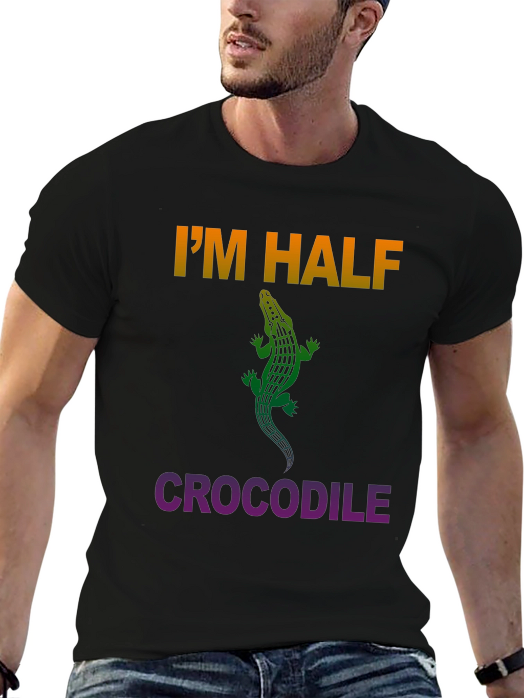 Im Half Crocodile Graphic Tee - Unique Design